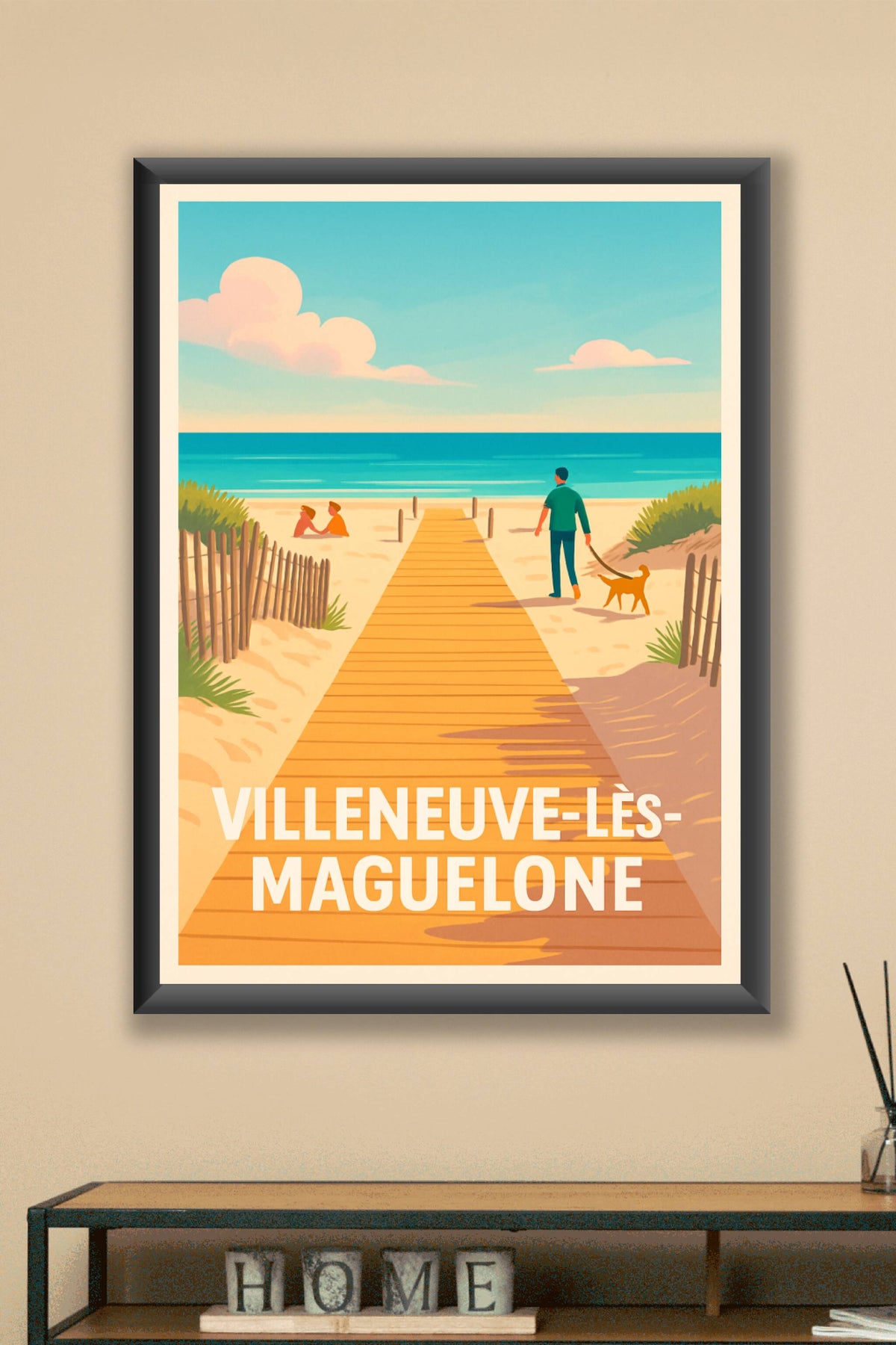 Affiche Villeneuve-lès-Maguelone — Invitation à la sérénité balnéaire · poster d'art de Villeneuve-lès-Maguelone