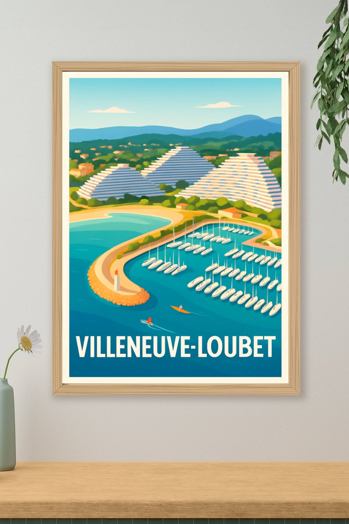 Affiche Villeneuve-Loubet — Escapade en bord de mer · poster d'art de Villeneuve-Loubet