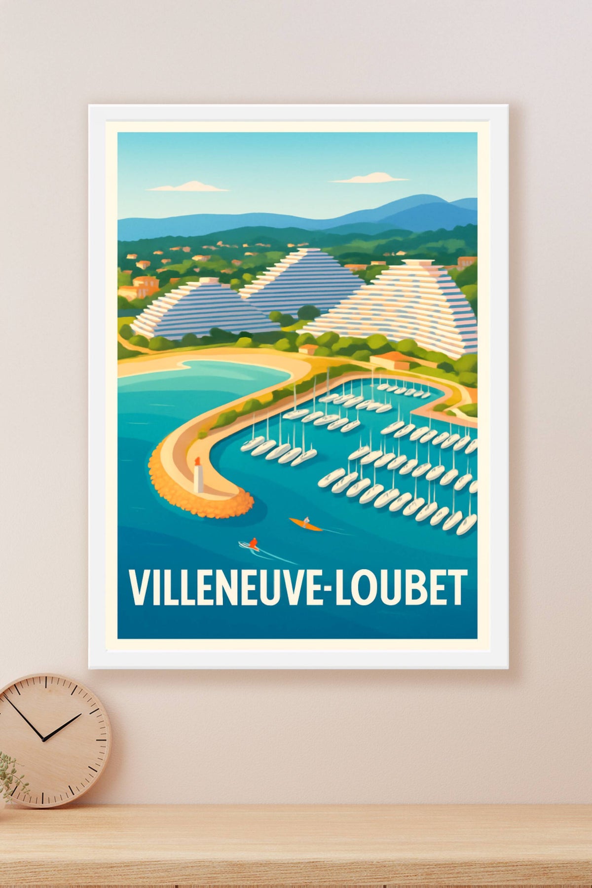 Affiche Villeneuve-Loubet — Escapade en bord de mer · poster d'art de Villeneuve-Loubet