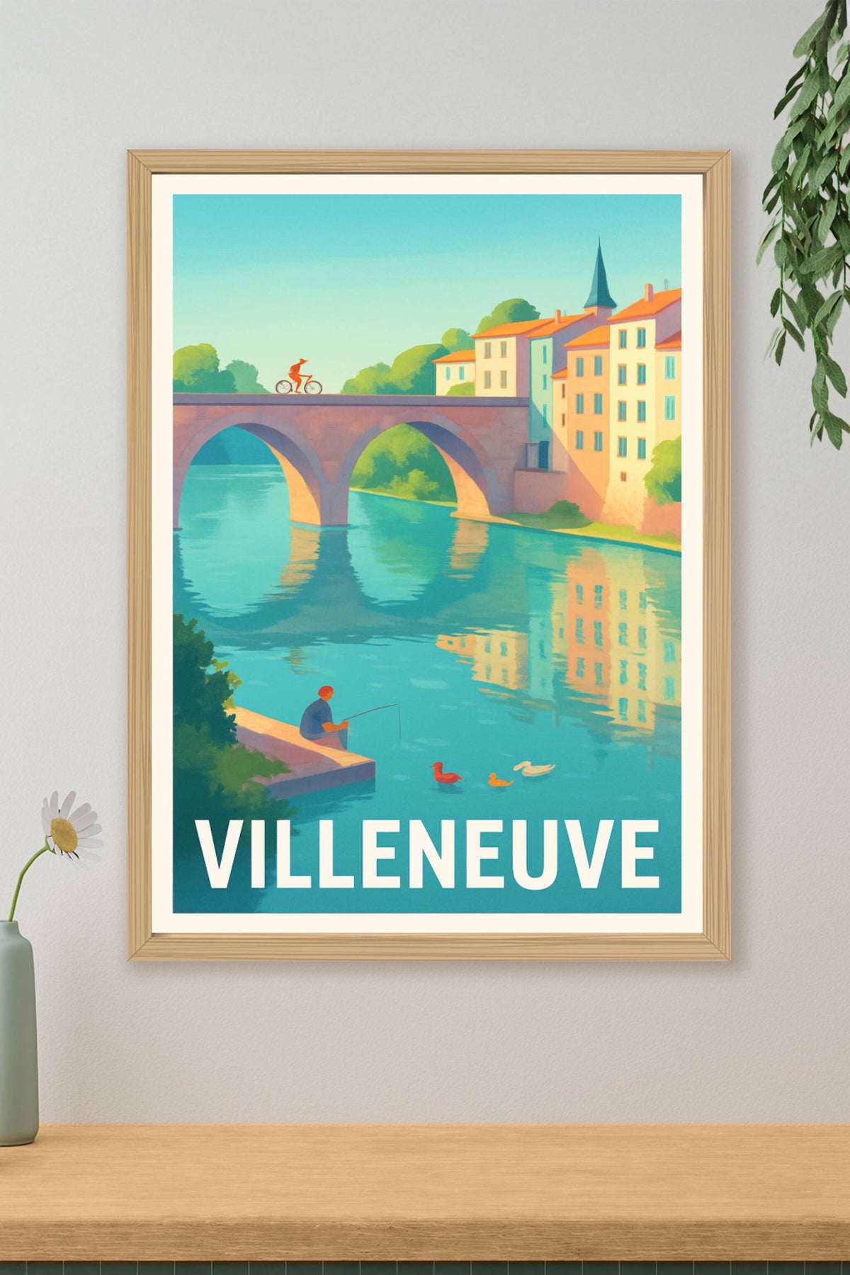 Affiche Villeneuve — L'Harmonie paisible au fil de l'eau · poster d'art de Villeneuve