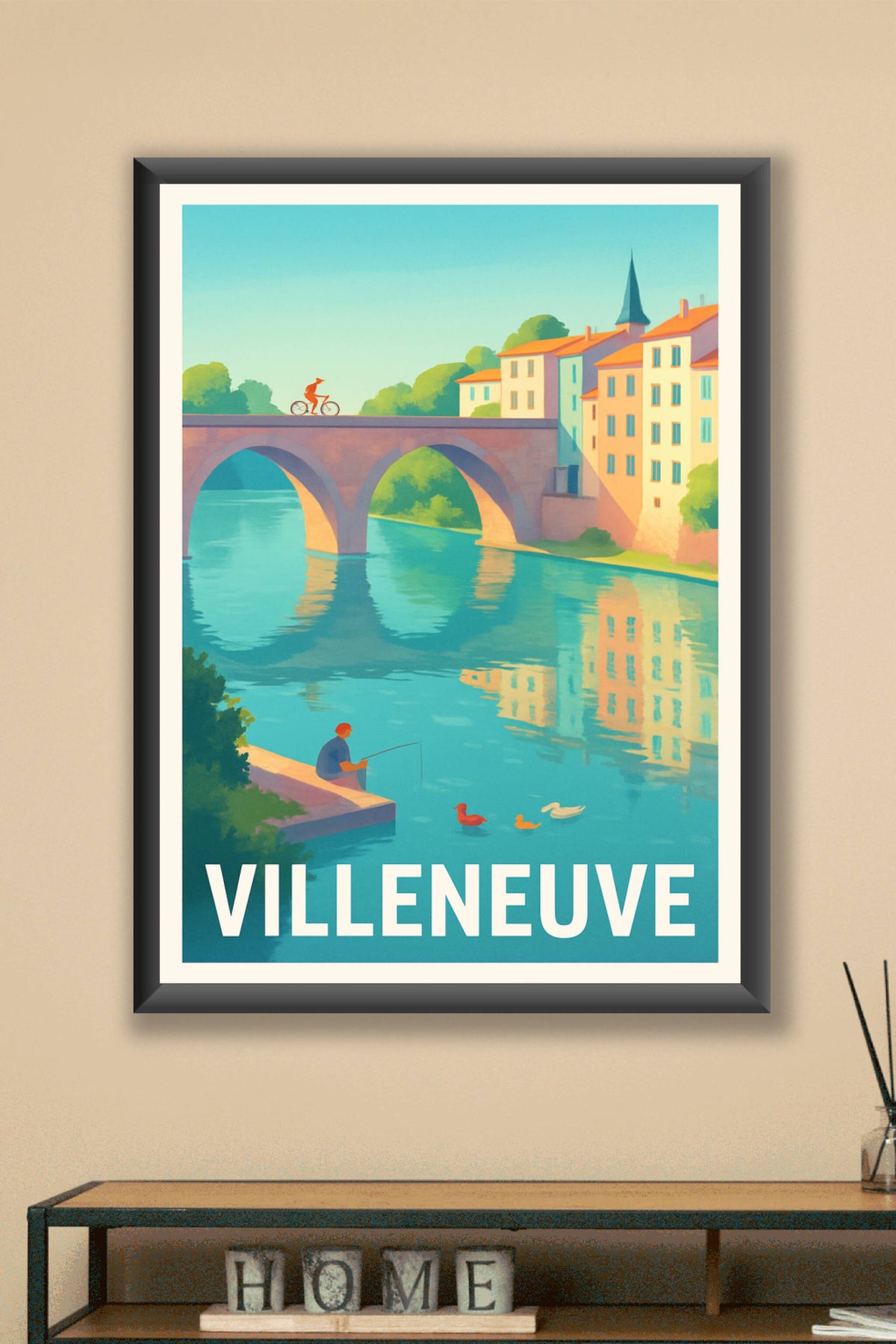 Affiche Villeneuve — L'Harmonie paisible au fil de l'eau · poster d'art de Villeneuve