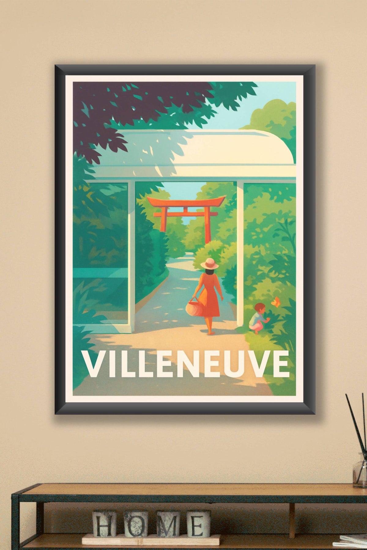 Affiche Villeneuve — Balade en douceur sous le Torii · poster d'art de Villeneuve