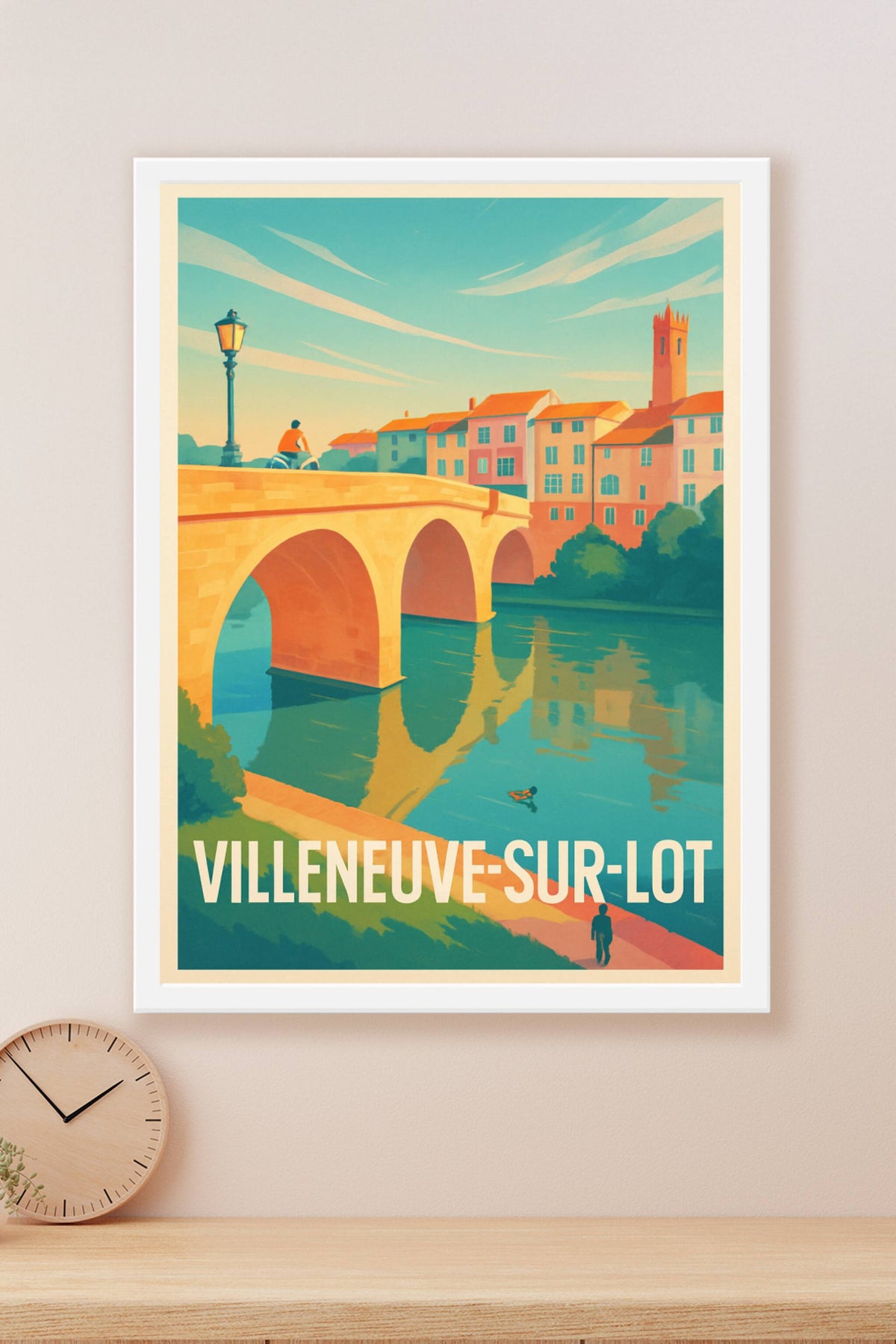 Affiche Villeneuve-sur-Lot — Charme et Sérénité au Bord de l'Eau · poster d'art de Villeneuve-sur-Lot