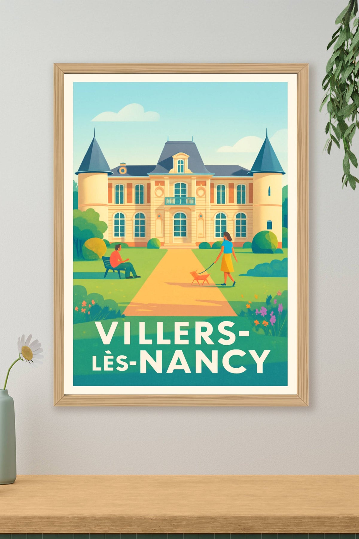 Affiche Villers-lès-Nancy — Charme et sérénité au château · poster d'art de Villers-lès-Nancy