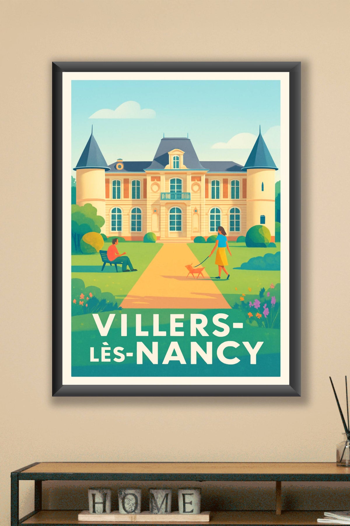 Affiche Villers-lès-Nancy — Charme et sérénité au château · poster d'art de Villers-lès-Nancy