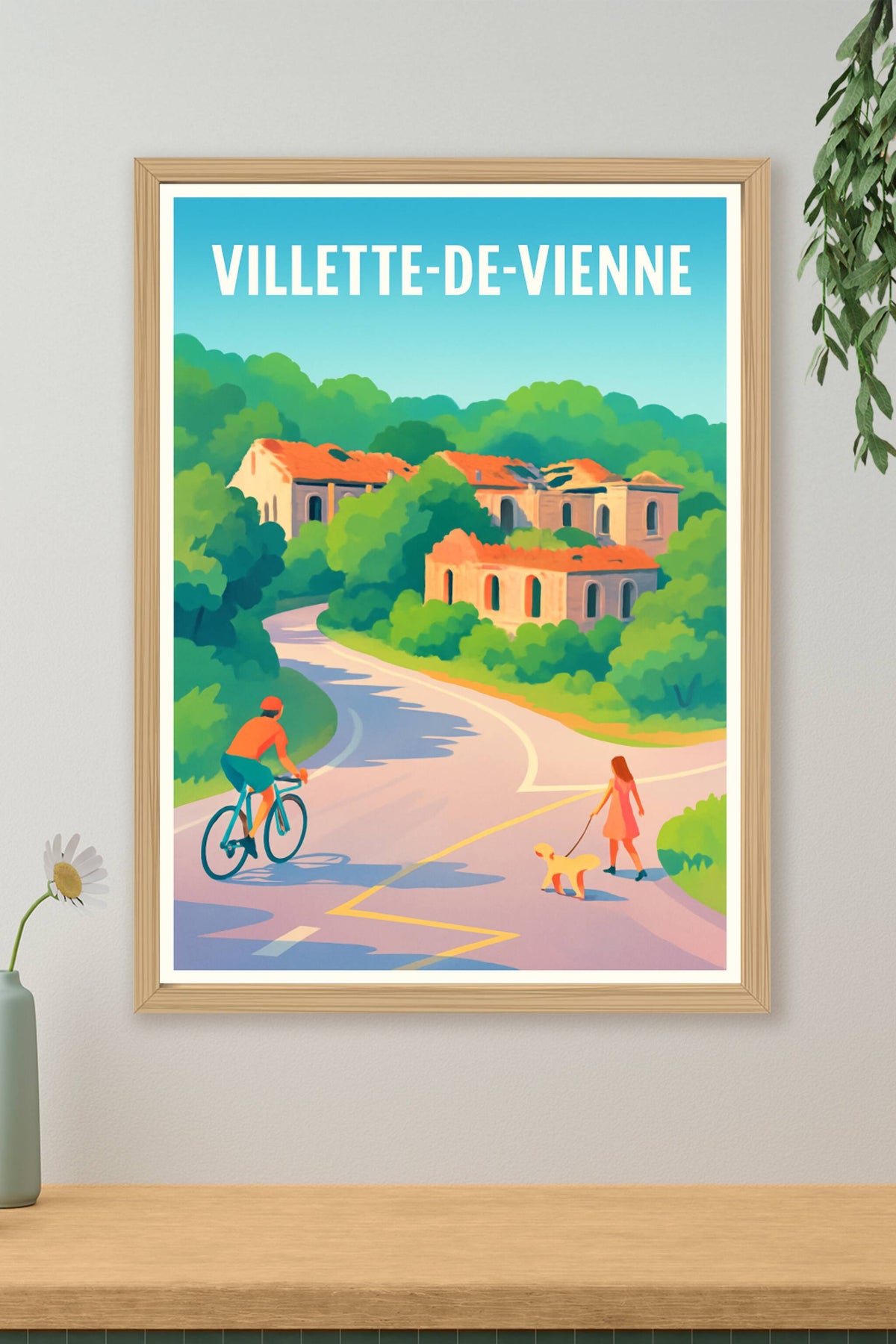 Affiche Villette-de-Vienne — Flânerie et nature en douceur · poster d'art de Villette-de-Vienne