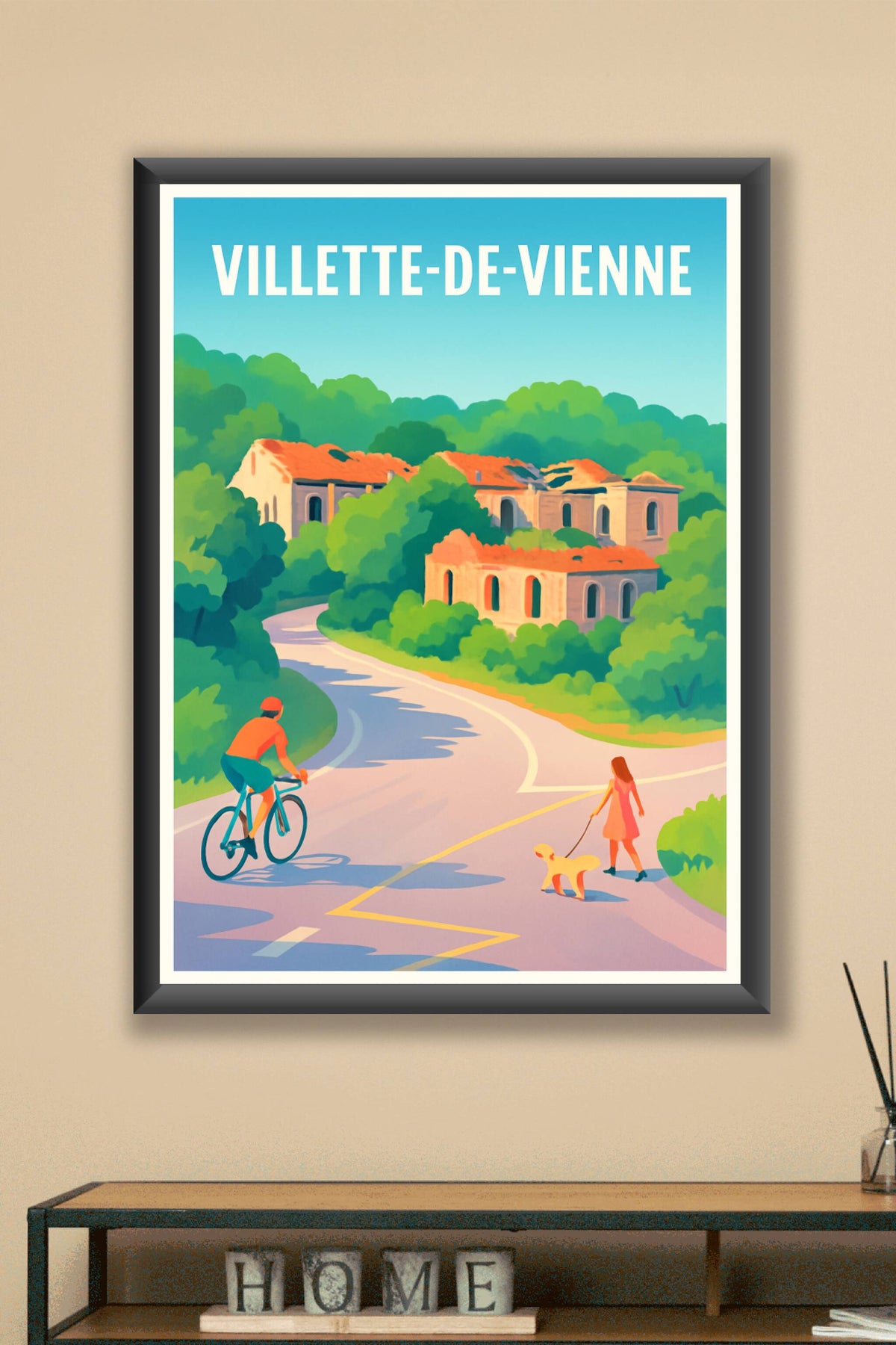 Affiche Villette-de-Vienne — Flânerie et nature en douceur · poster d'art de Villette-de-Vienne