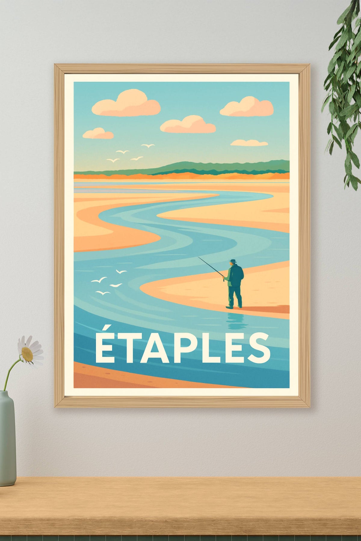Affiche Étaples — Sérénité au bord de l'eau · poster d'art de Étaples