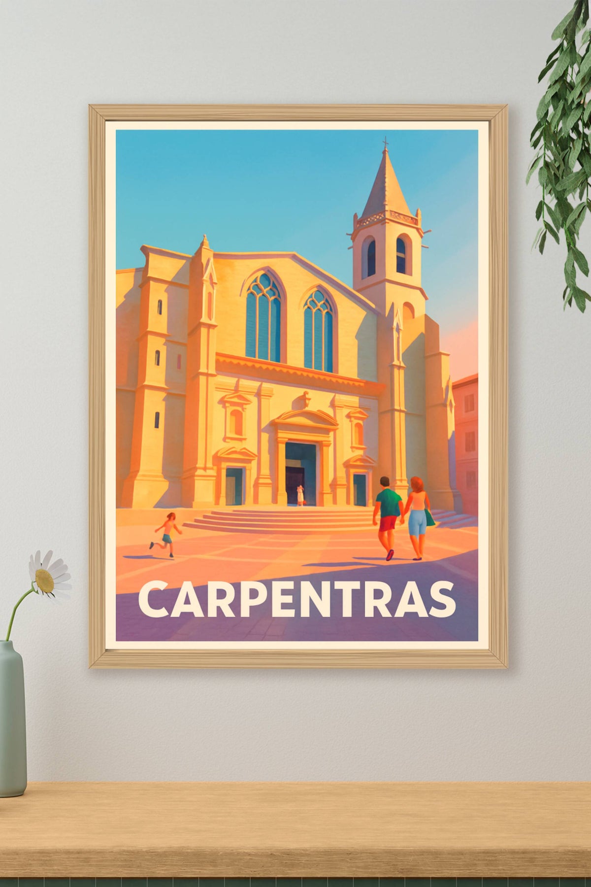 Affiche Carpentras — Lumières dorées sur l'église historique · poster d'art de Carpentras