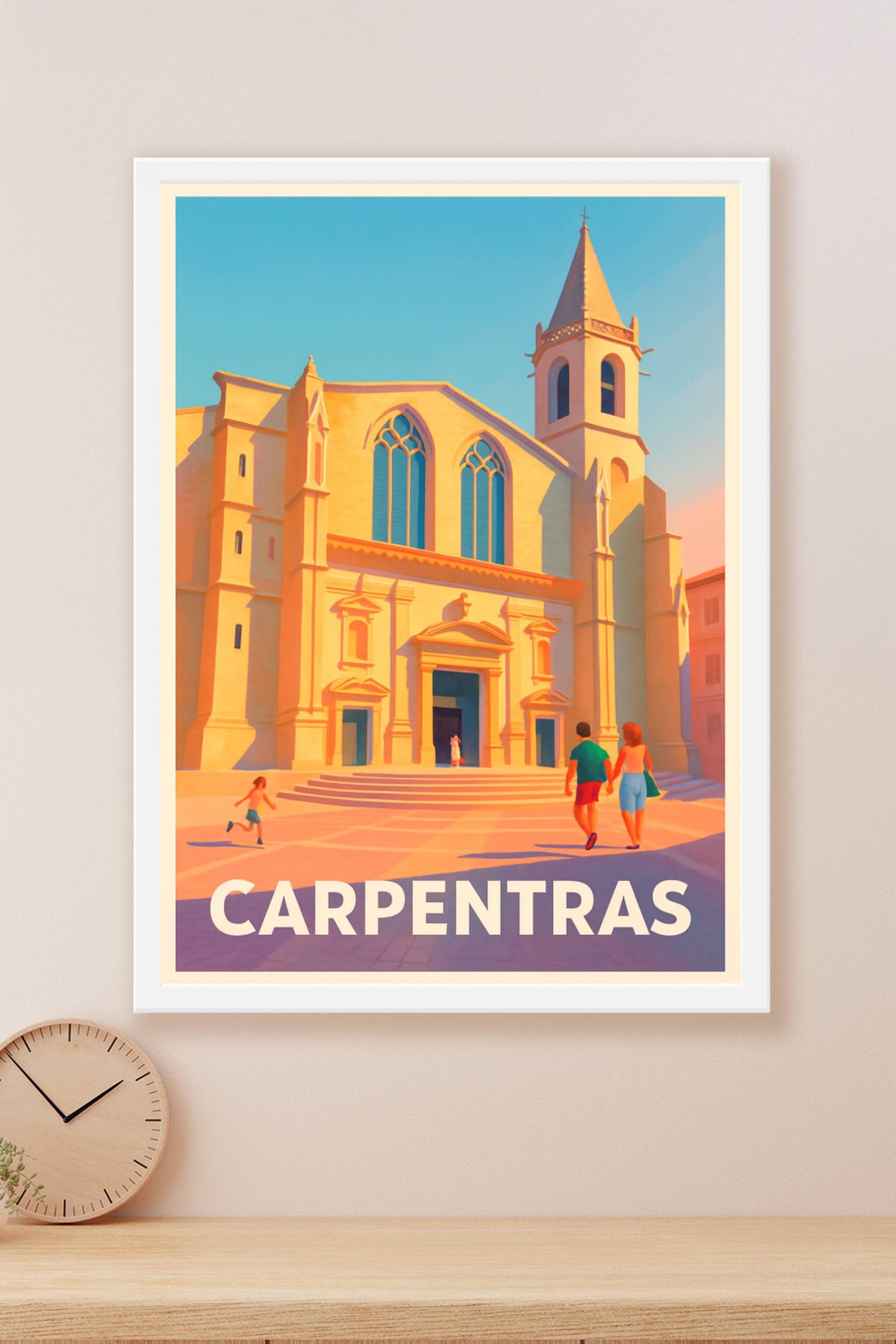 Affiche Carpentras — Lumières dorées sur l'église historique · poster d'art de Carpentras
