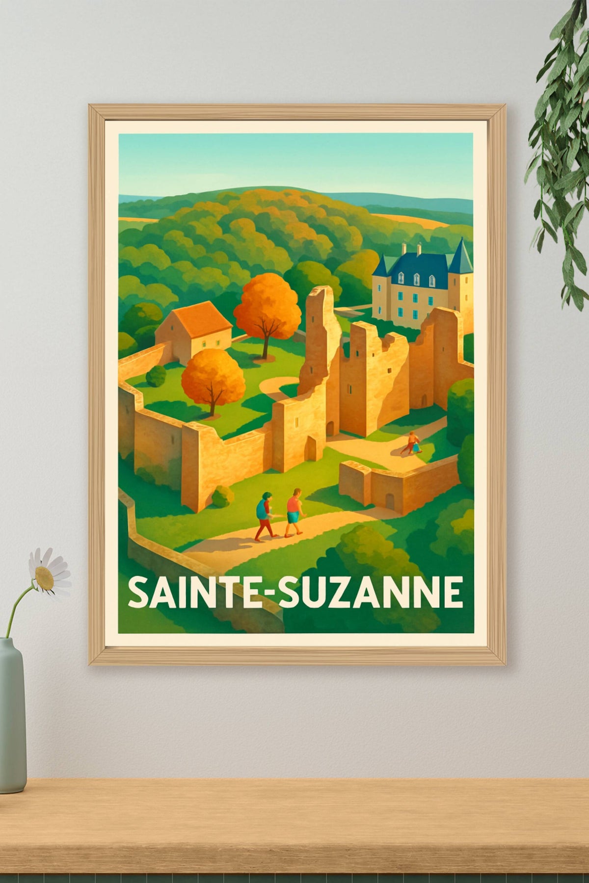 Affiche Sainte-Suzanne — Promenade au cœur d'une cité médiévale · poster d'art de Sainte-Suzanne