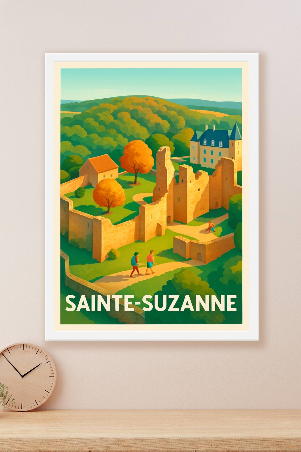 Affiche Sainte-Suzanne — Promenade au cœur d'une cité médiévale · poster d'art de Sainte-Suzanne