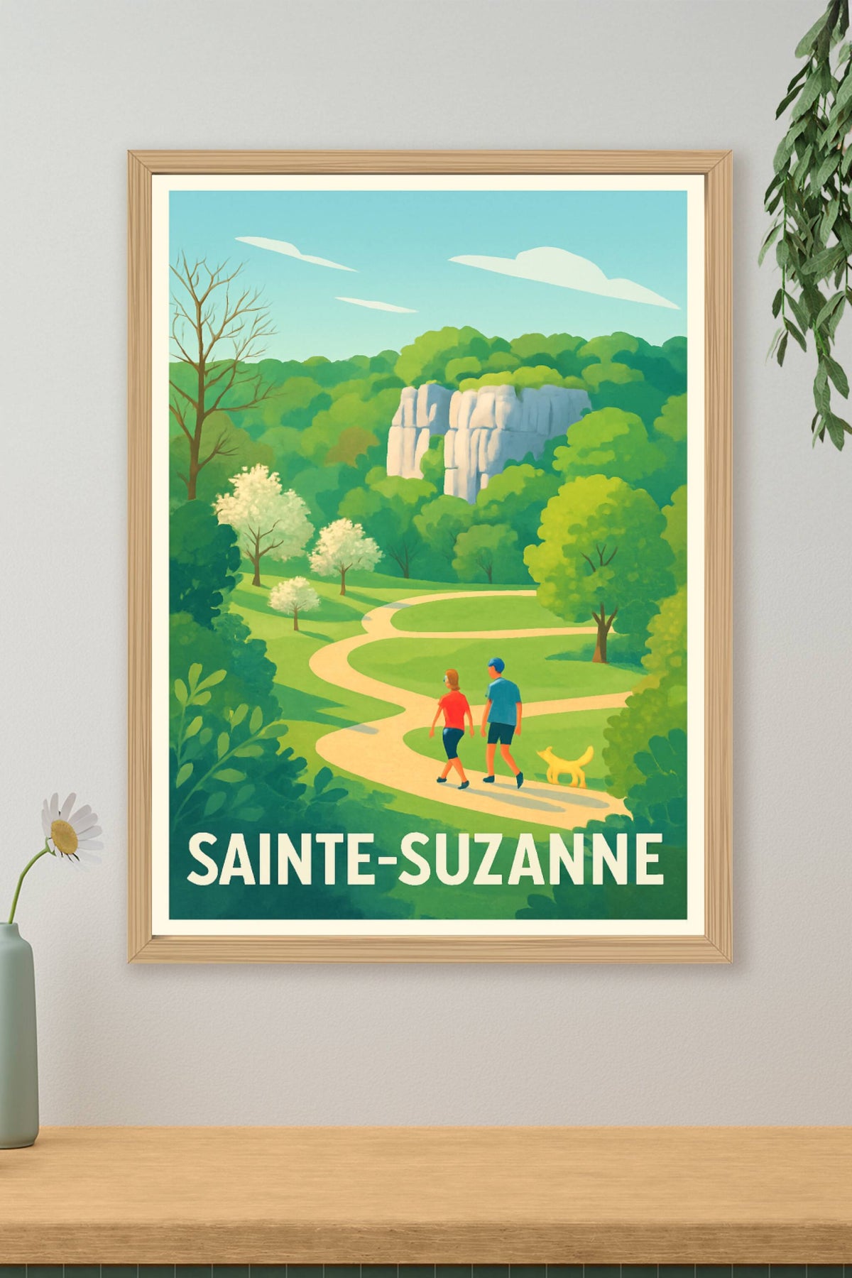 Affiche Sainte-Suzanne — Promenade au cœur de la nature · poster d'art de Sainte-Suzanne