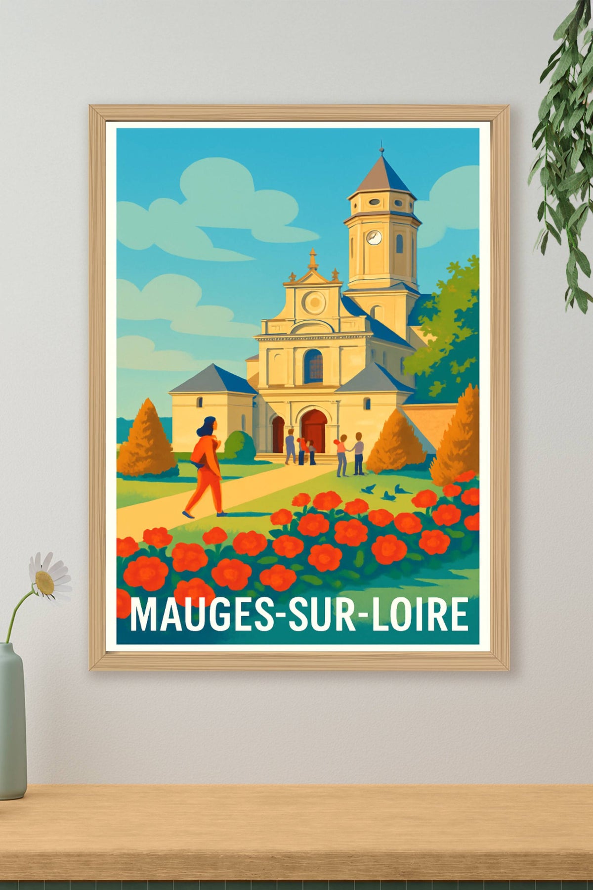 Affiche Mauges-sur-Loire — Charme historique au cœur des fleurs · poster d'art de Mauges-sur-Loire