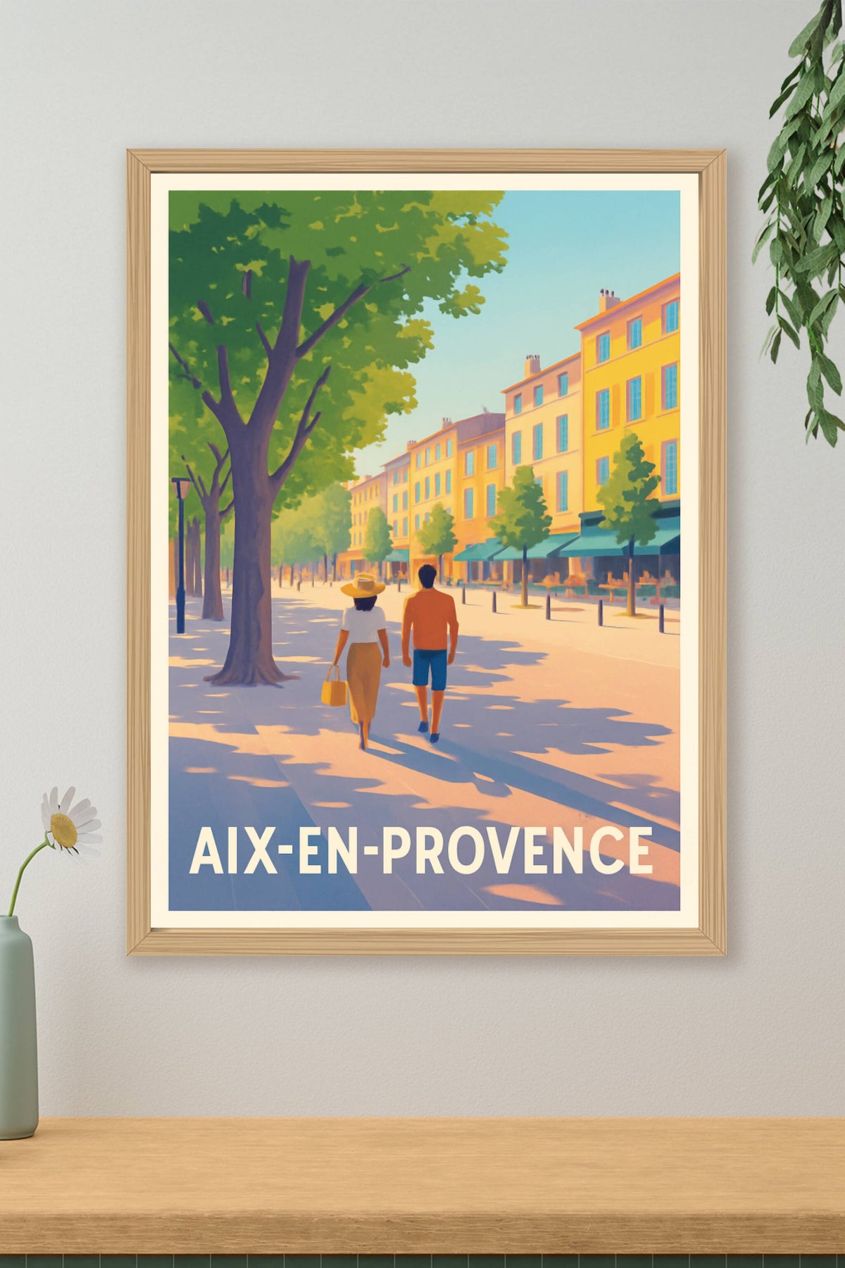 Affiche Aix-en-Provence — Flânerie ensoleillée au cœur de la ville · poster d'art de Aix-en-Provence