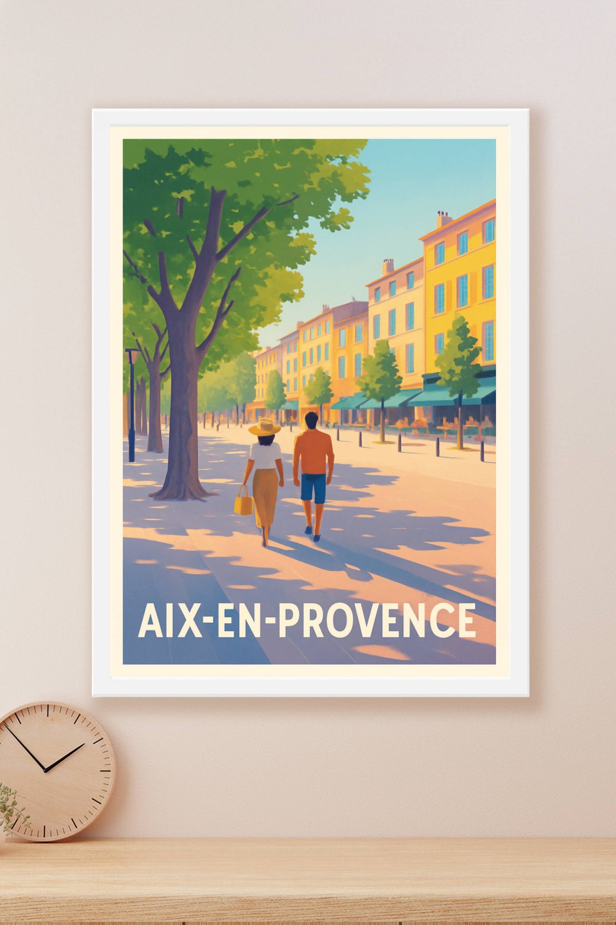 Affiche Aix-en-Provence — Flânerie ensoleillée au cœur de la ville · poster d'art de Aix-en-Provence