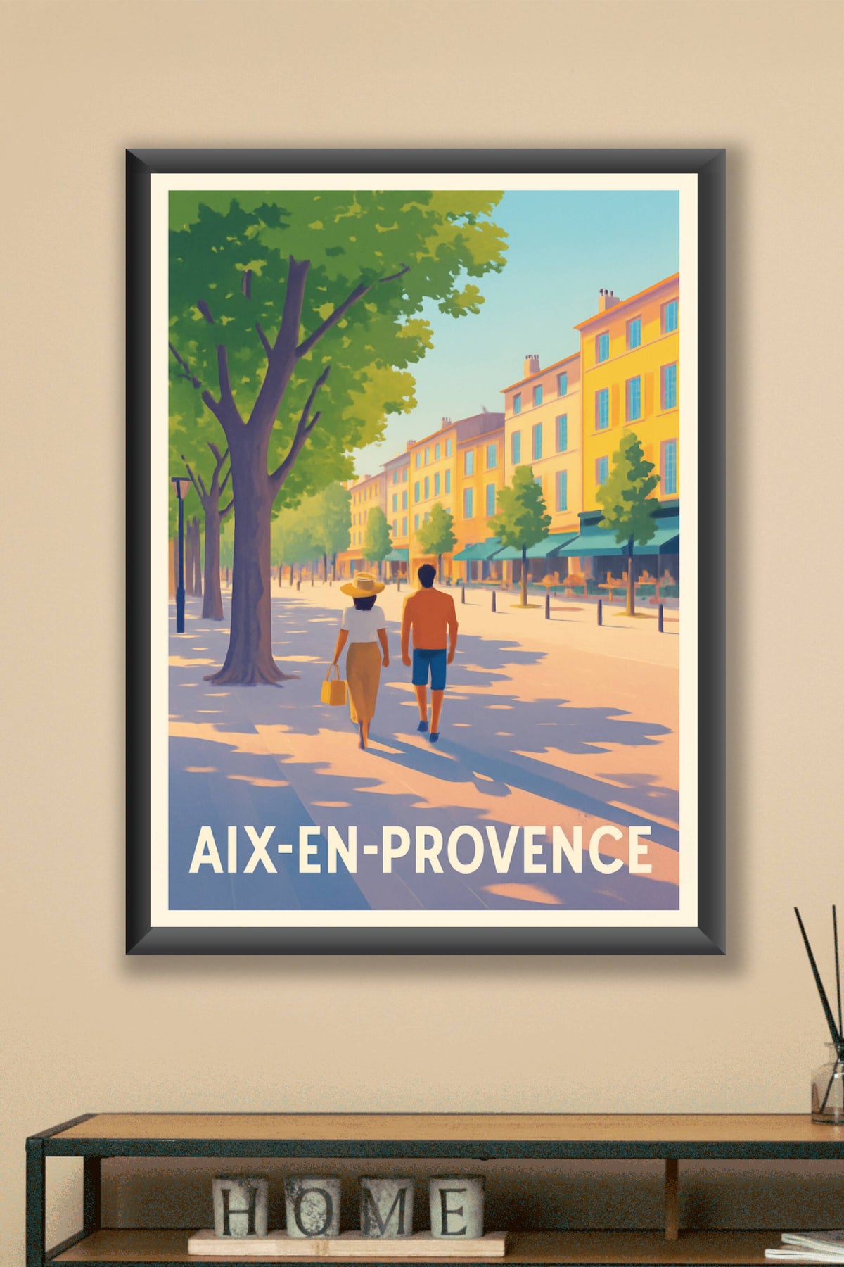 Affiche Aix-en-Provence — Flânerie ensoleillée au cœur de la ville · poster d'art de Aix-en-Provence