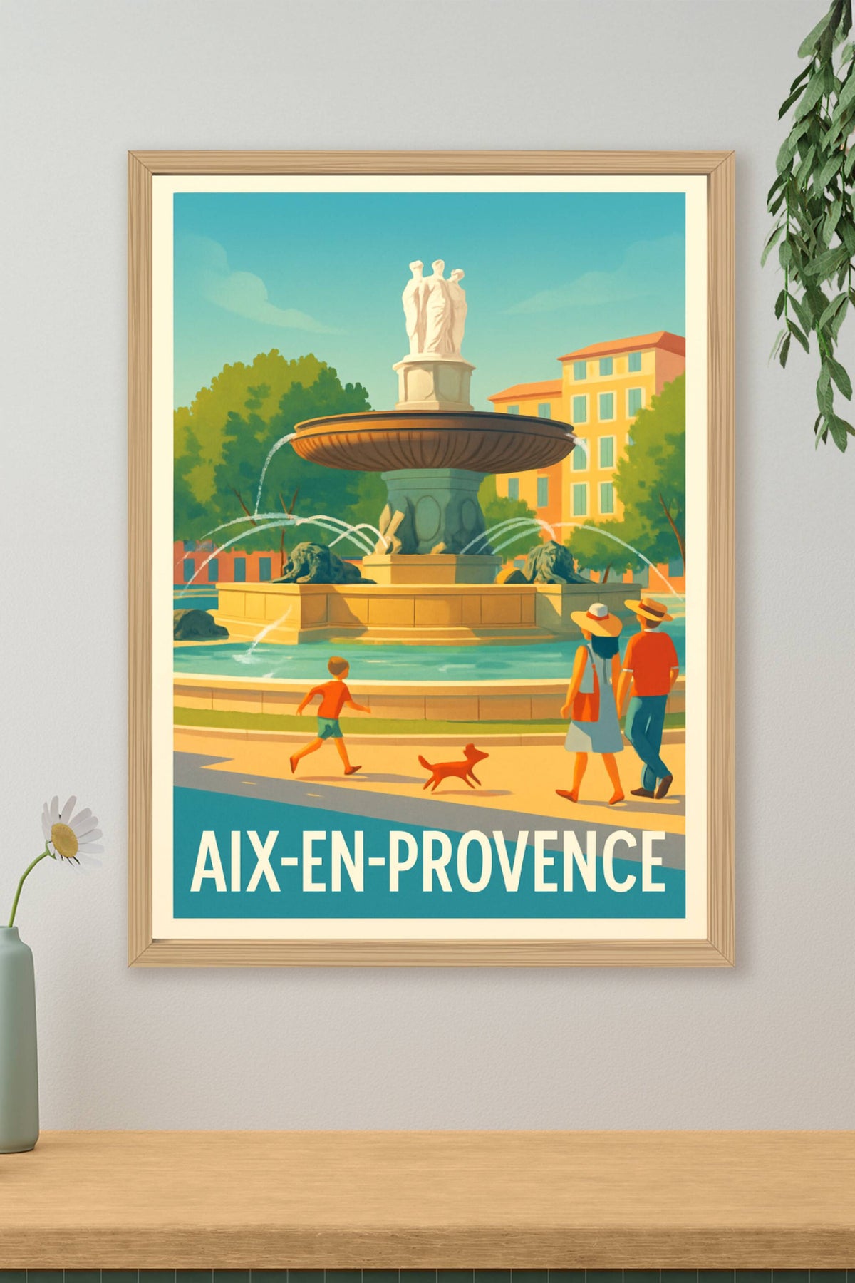 Affiche Aix-en-Provence — Charme et douceur de la fontaine de la Rotonde · poster d'art de Aix-en-Provence