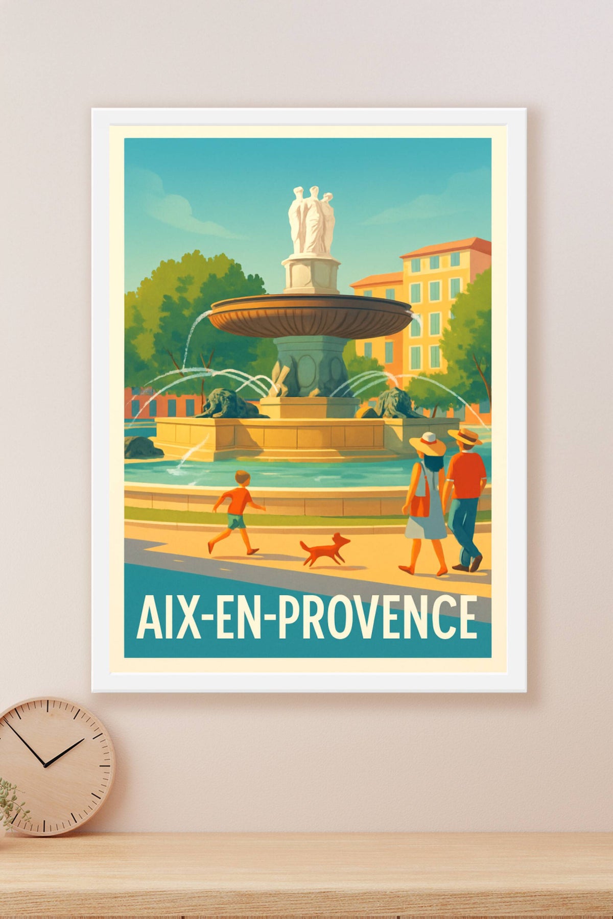 Affiche Aix-en-Provence — Charme et douceur de la fontaine de la Rotonde · poster d'art de Aix-en-Provence