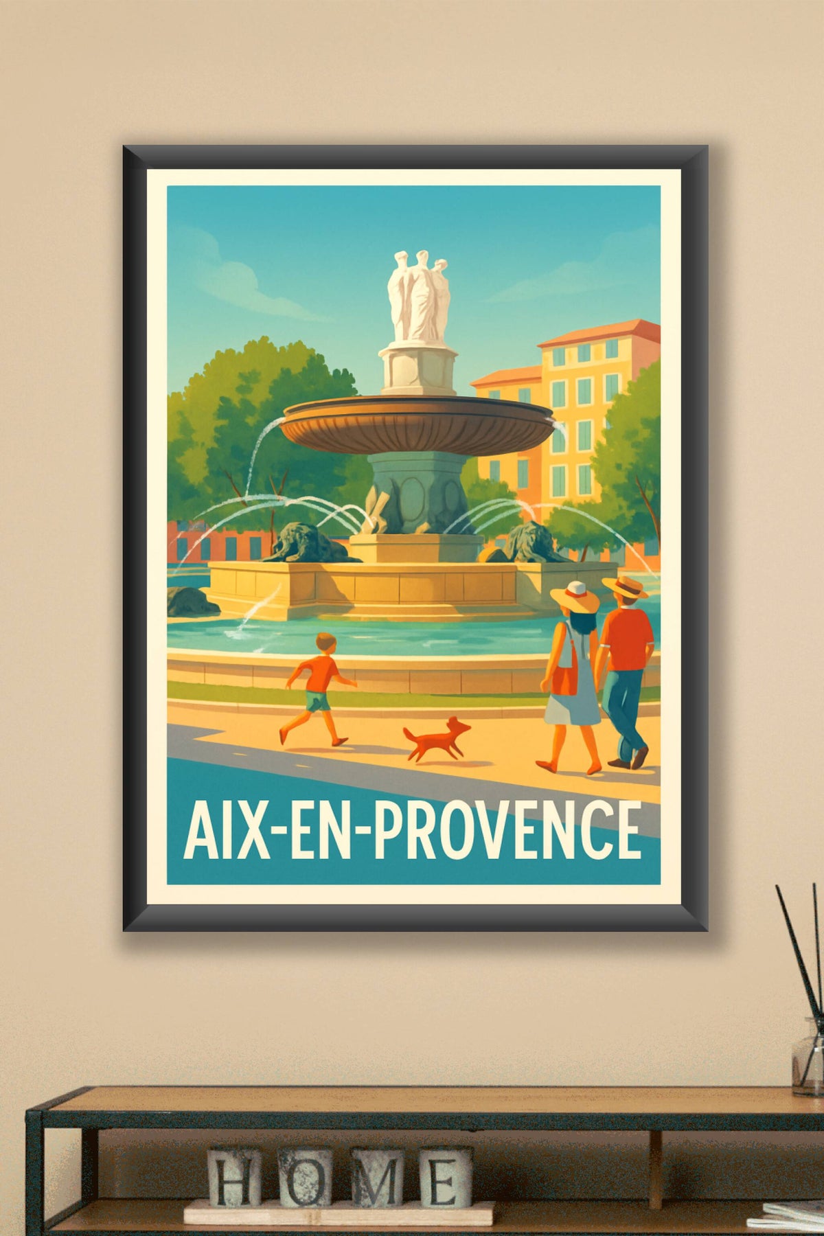 Affiche Aix-en-Provence — Charme et douceur de la fontaine de la Rotonde · poster d'art de Aix-en-Provence