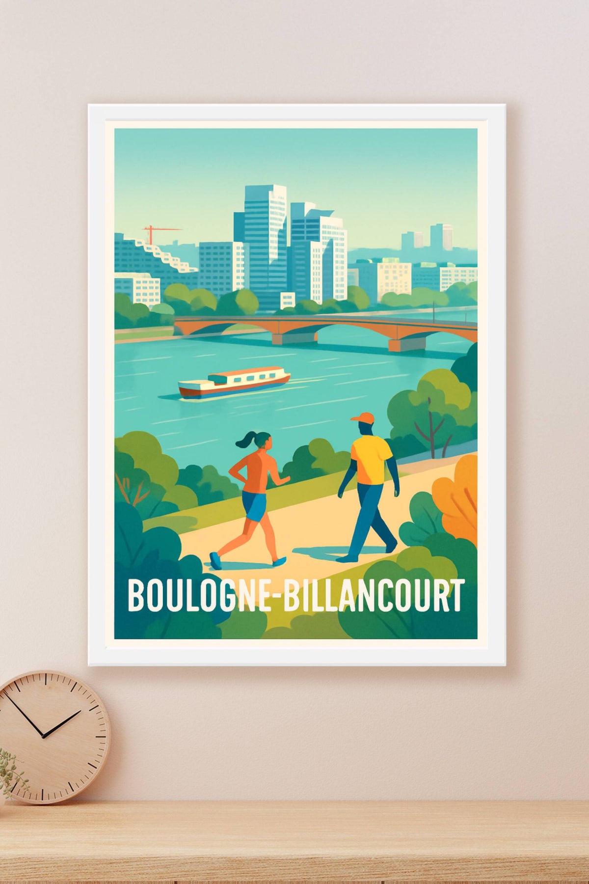 Affiche Boulogne-Billancourt — Promenade au bord de la Seine · poster d'art de Boulogne-Billancourt