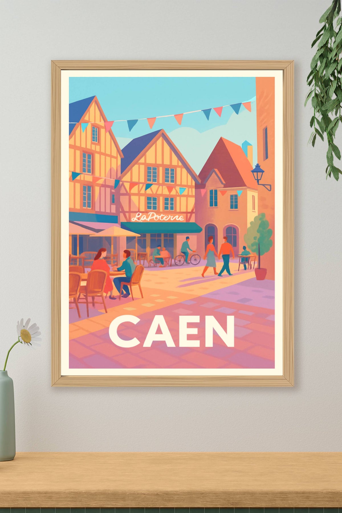 Affiche Caen — Charme et douceur d'une place animée · poster d'art de Caen
