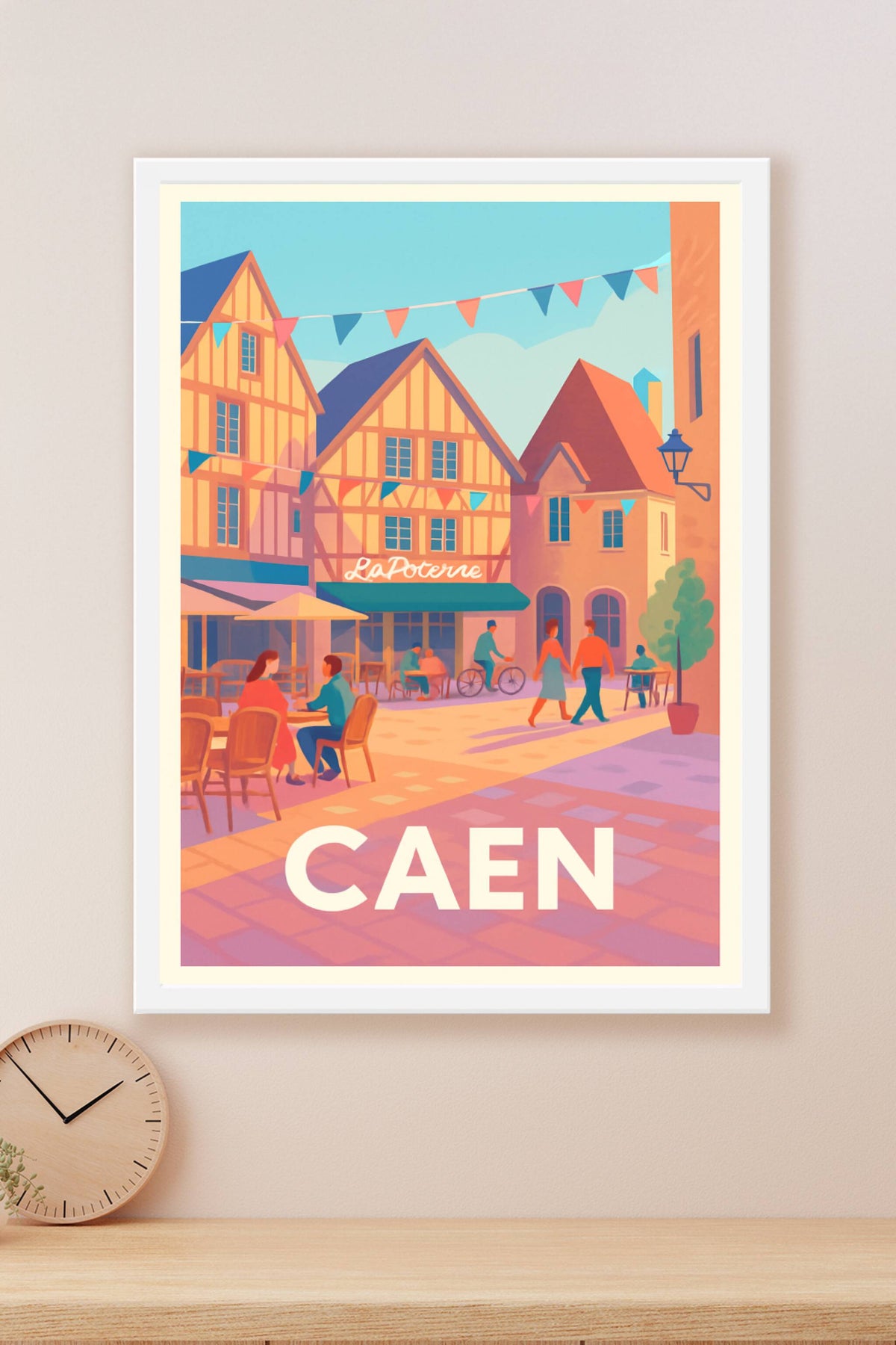 Affiche Caen — Charme et douceur d'une place animée · poster d'art de Caen