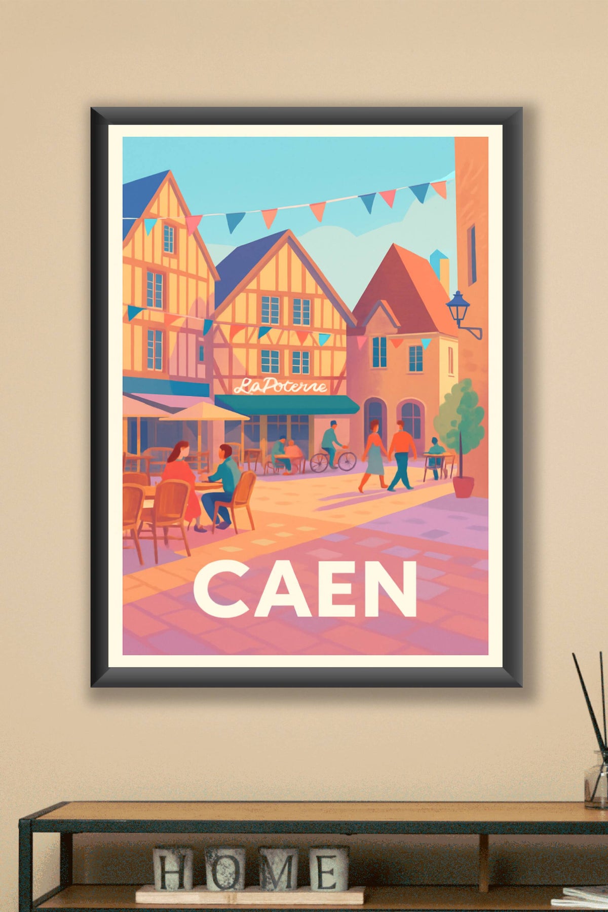Affiche Caen — Charme et douceur d'une place animée · poster d'art de Caen