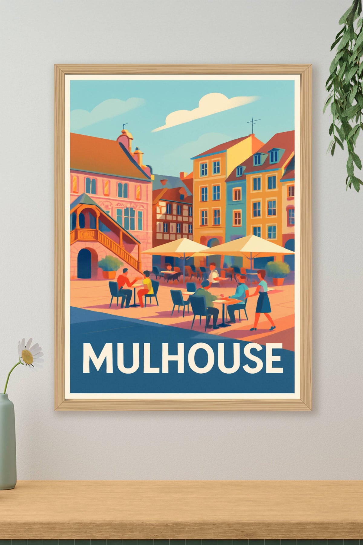 Affiche Mulhouse — La douceur d'une terrasse alsacienne · poster d'art de Mulhouse