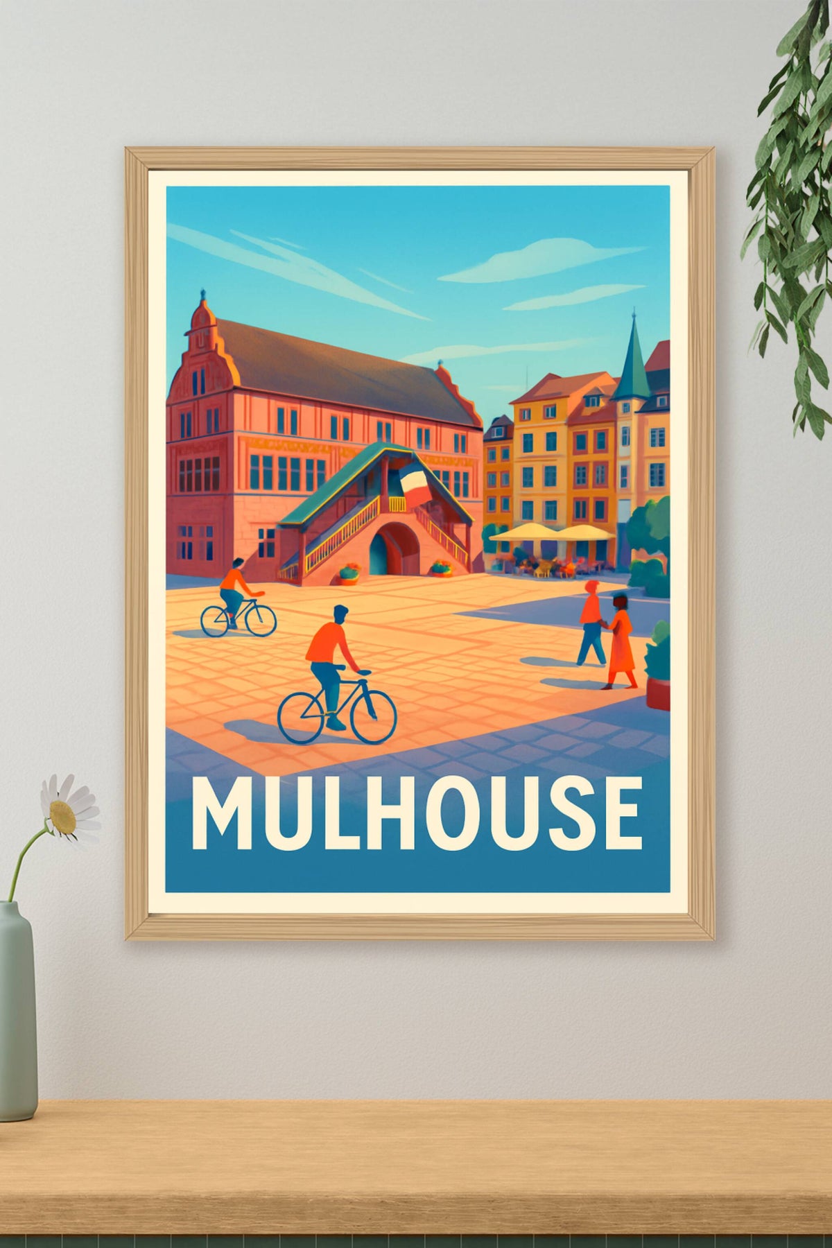 Affiche Mulhouse — Découvrez la Place de la Réunion ensoleillée · poster d'art de Mulhouse