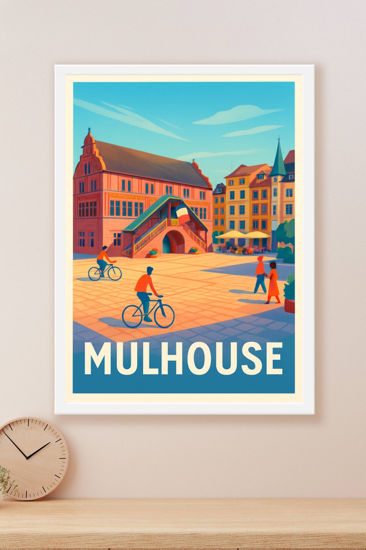 Affiche Mulhouse — Découvrez la Place de la Réunion ensoleillée · poster d'art de Mulhouse