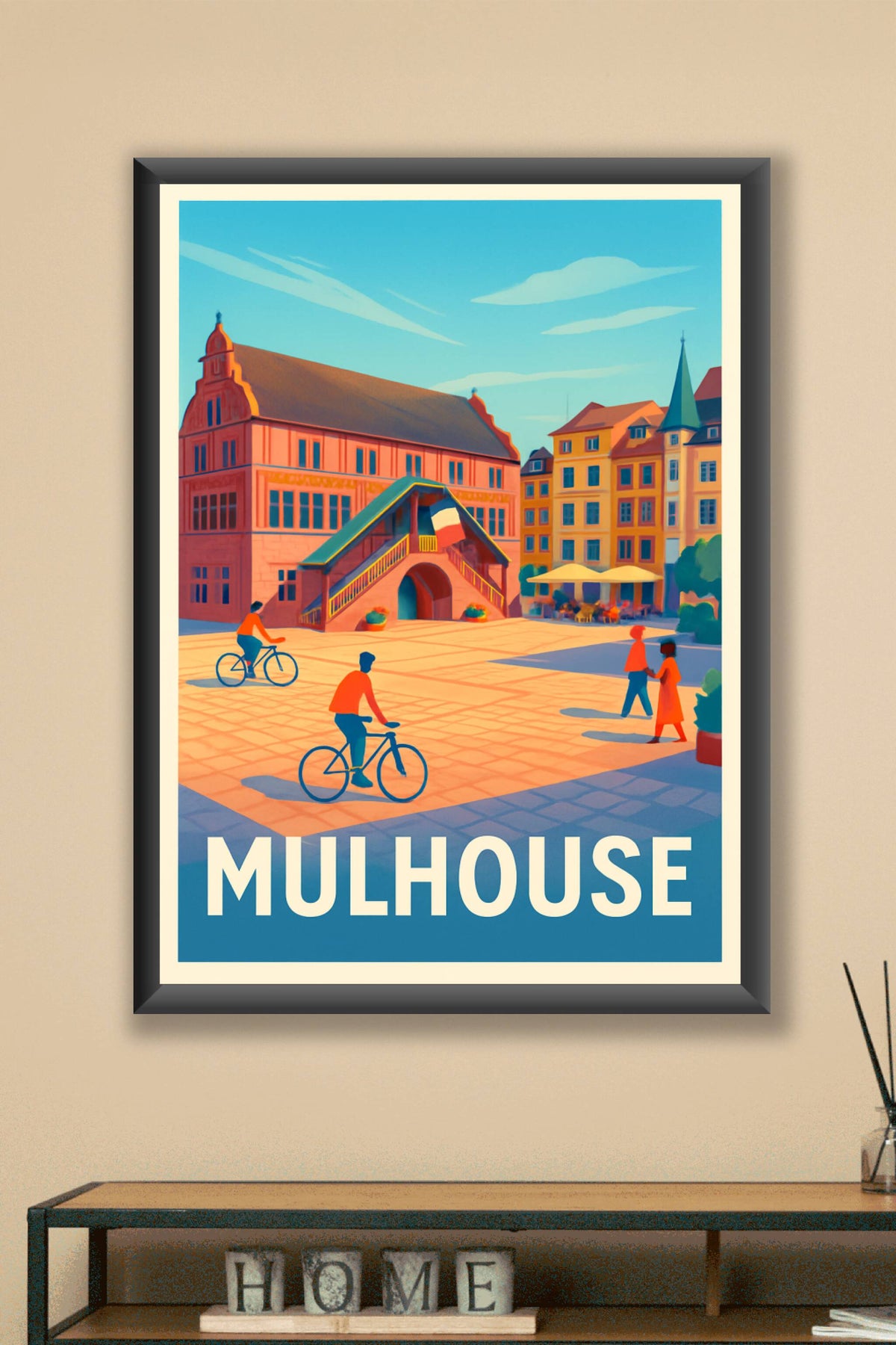 Affiche Mulhouse — Découvrez la Place de la Réunion ensoleillée · poster d'art de Mulhouse