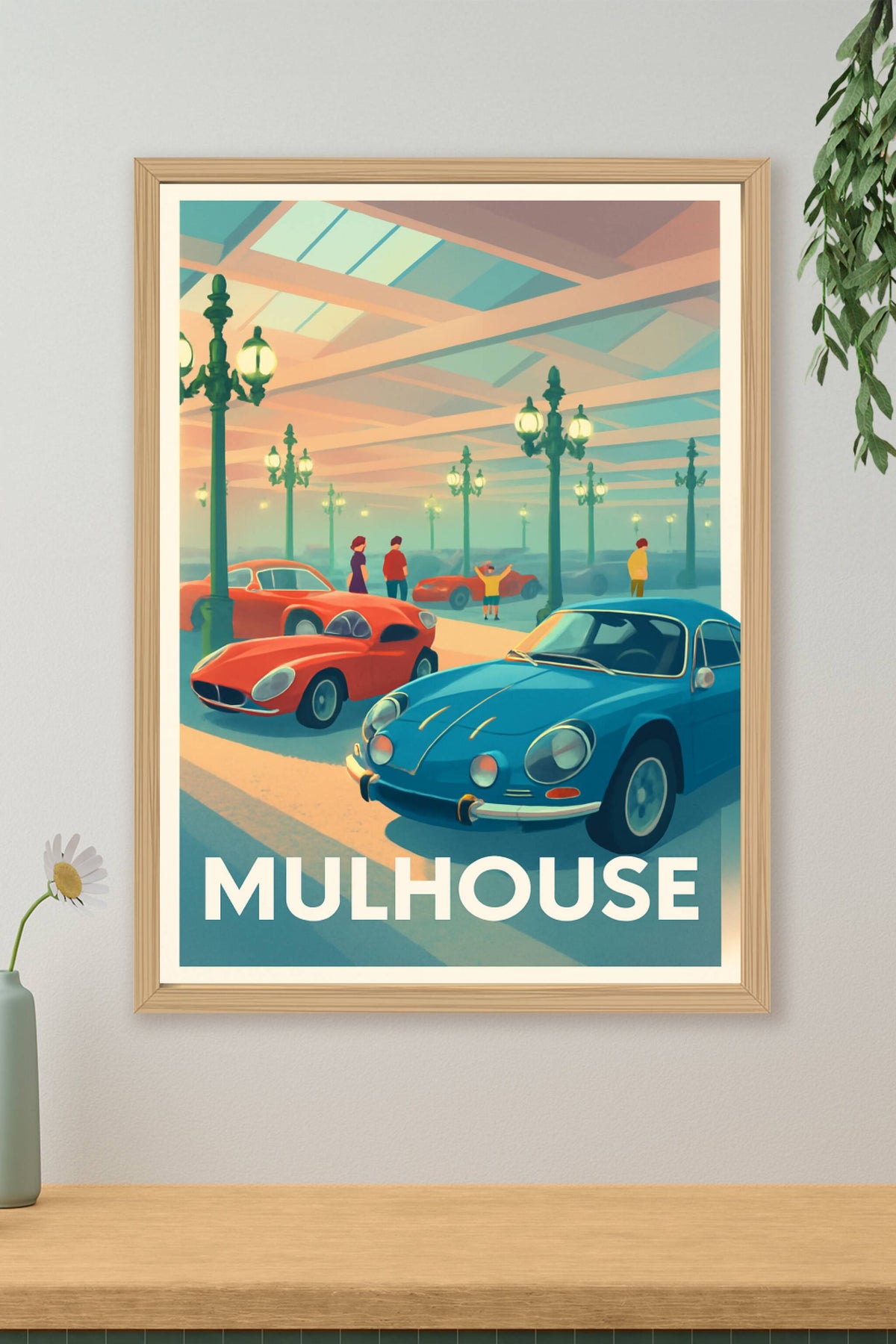 Affiche Mulhouse — Passion vintage au cœur de la cité automobile · poster d'art de Mulhouse