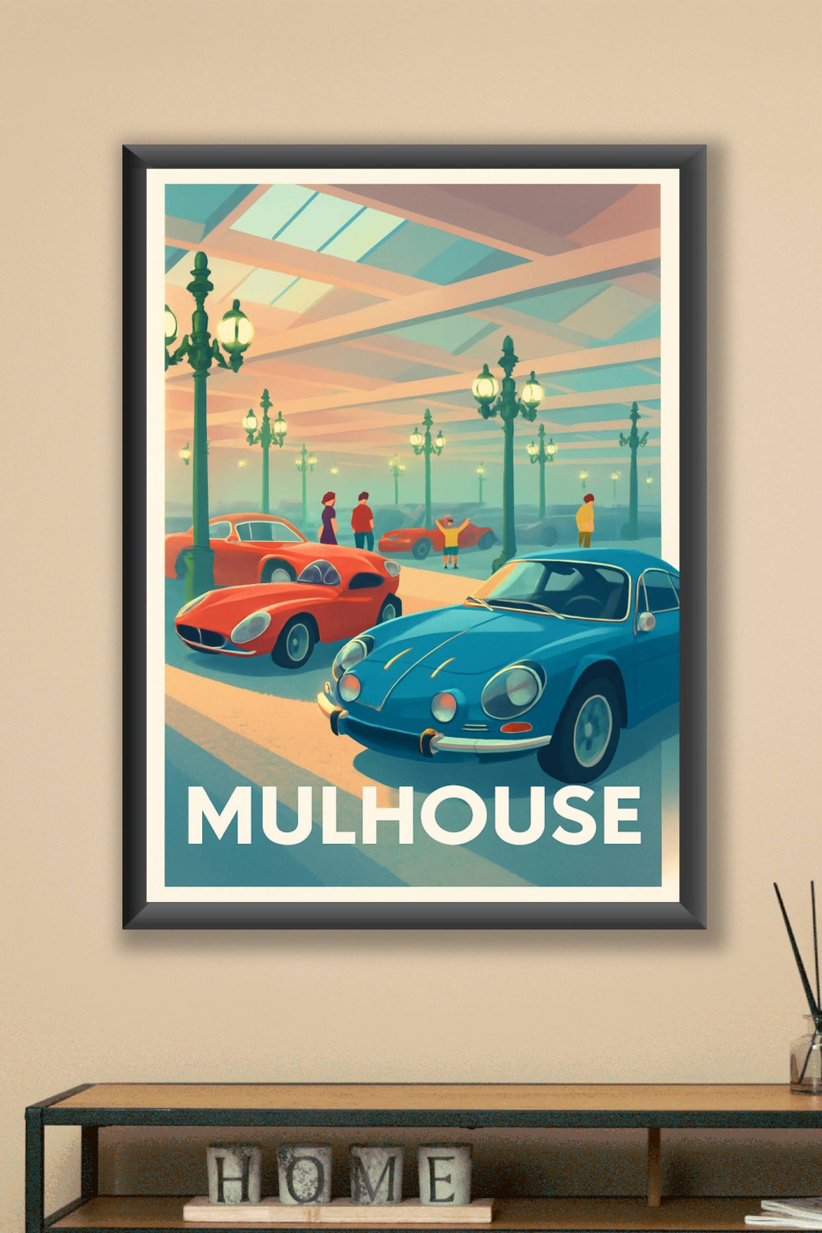 Affiche Mulhouse — Passion vintage au cœur de la cité automobile · poster d'art de Mulhouse