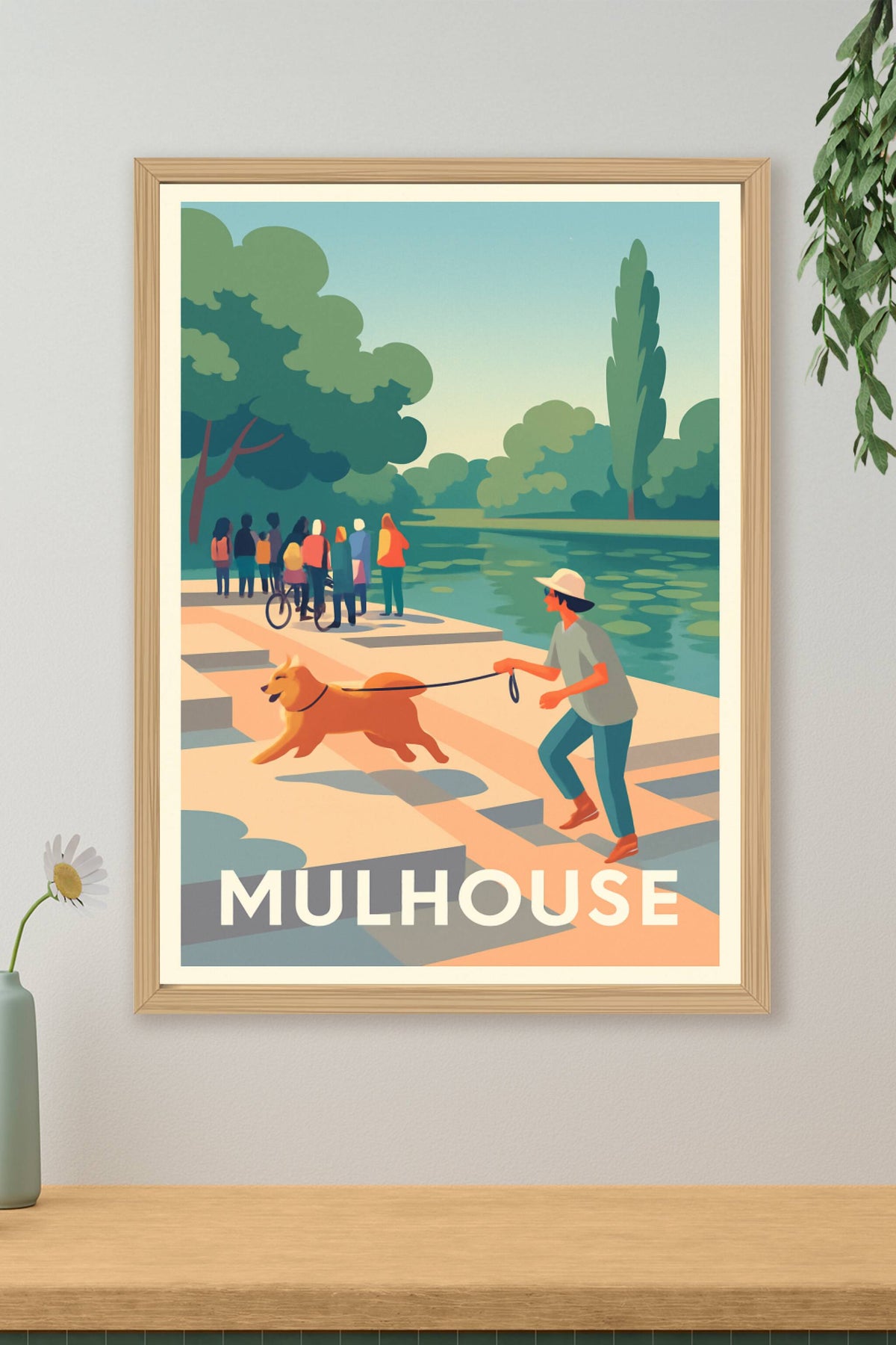 Affiche Mulhouse — Douceur de vivre au bord de l'eau · poster d'art de Mulhouse