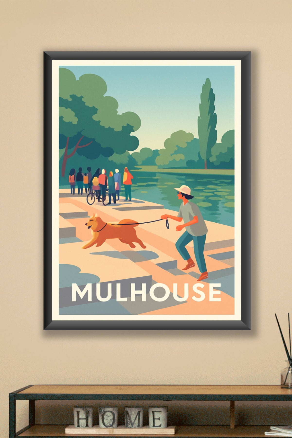 Affiche Mulhouse — Douceur de vivre au bord de l'eau · poster d'art de Mulhouse