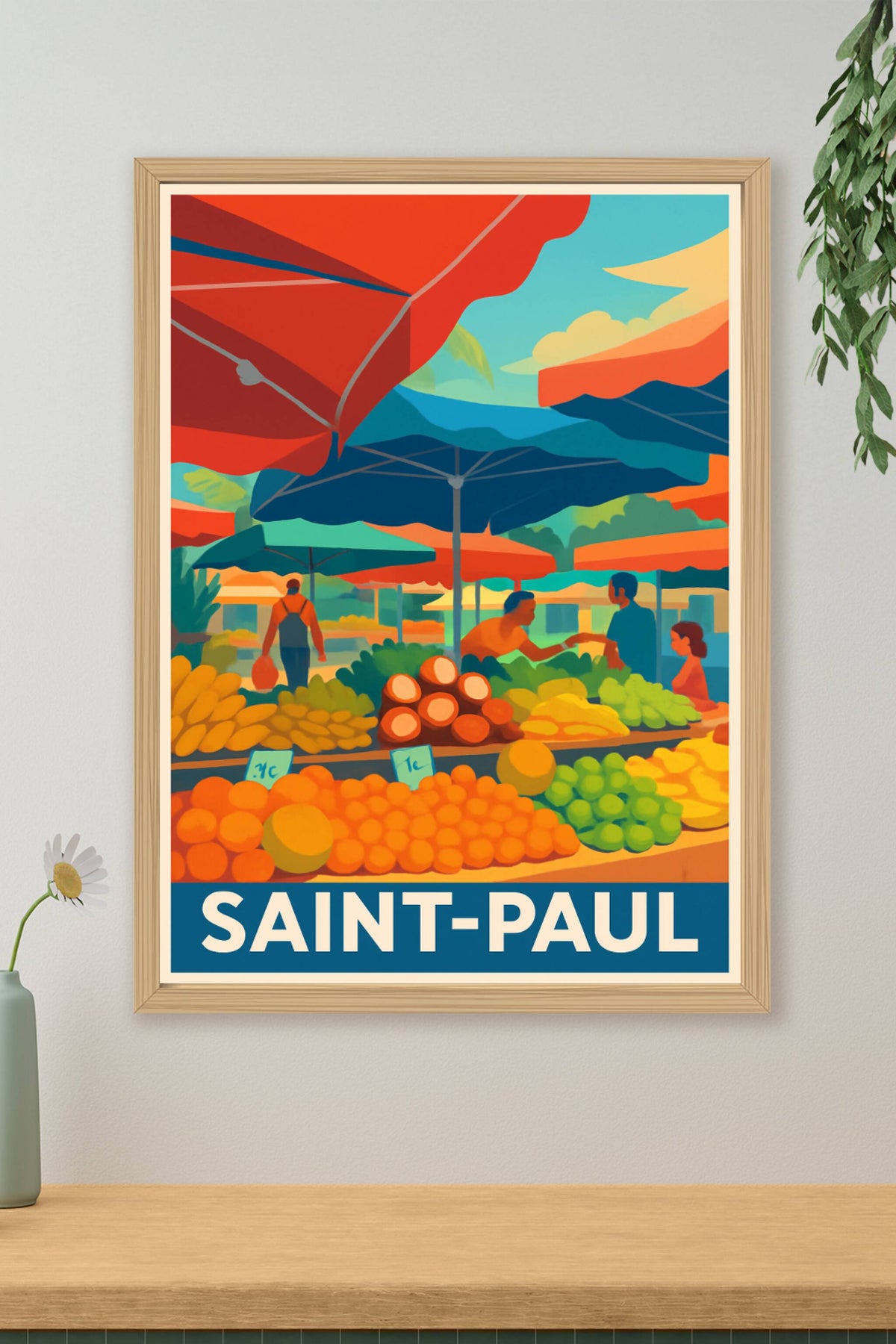 Affiche Saint-Paul — Ambiance colorée du marché · poster d'art de Saint-Paul