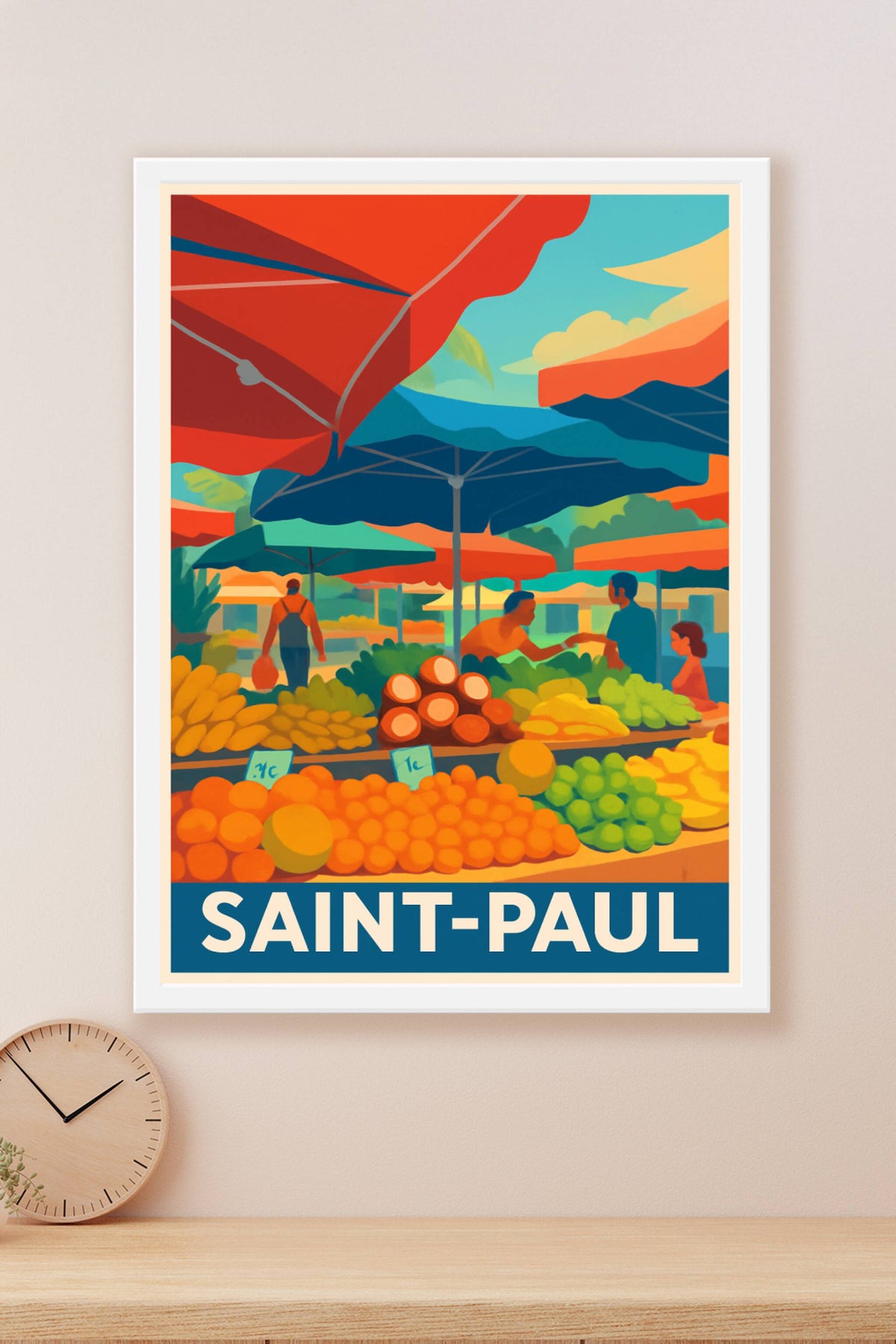 Affiche Saint-Paul — Ambiance colorée du marché · poster d'art de Saint-Paul