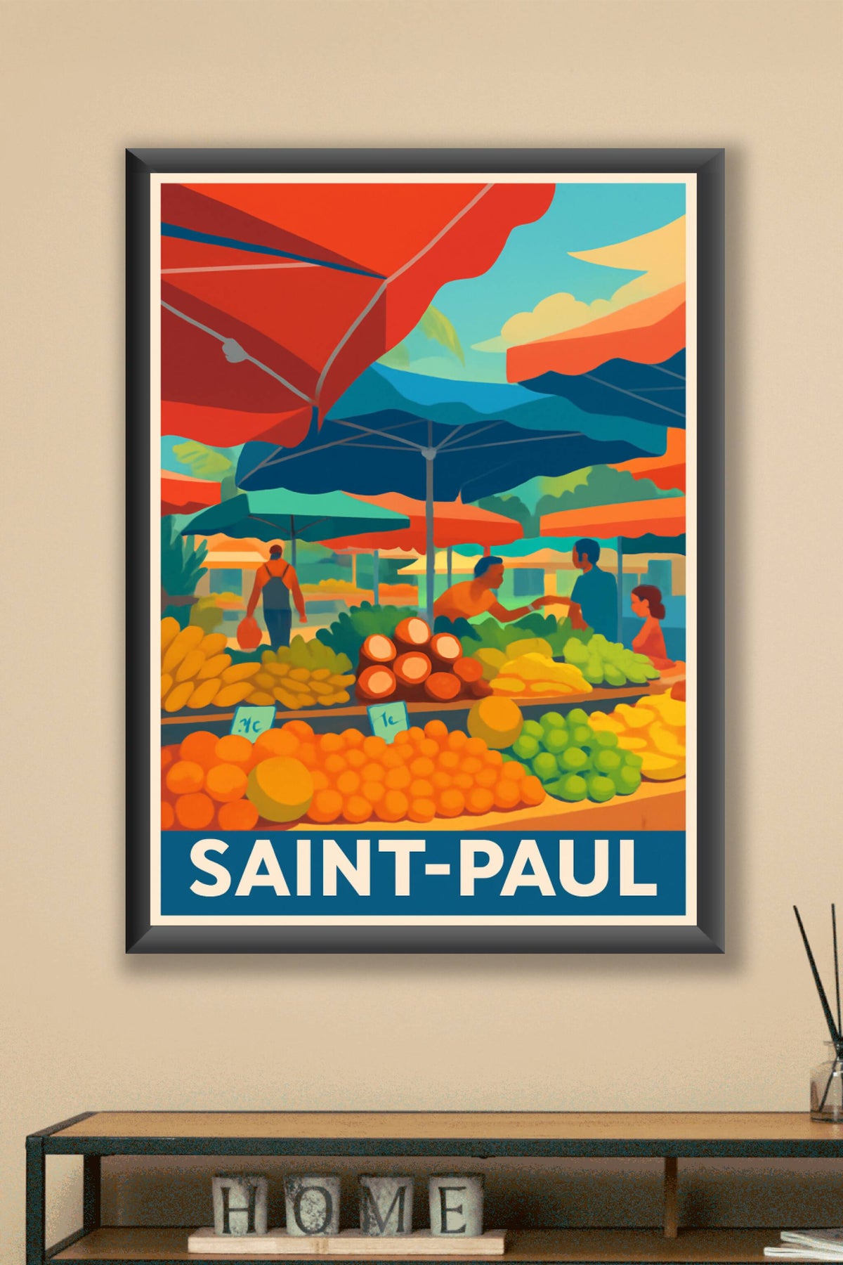 Affiche Saint-Paul — Ambiance colorée du marché · poster d'art de Saint-Paul