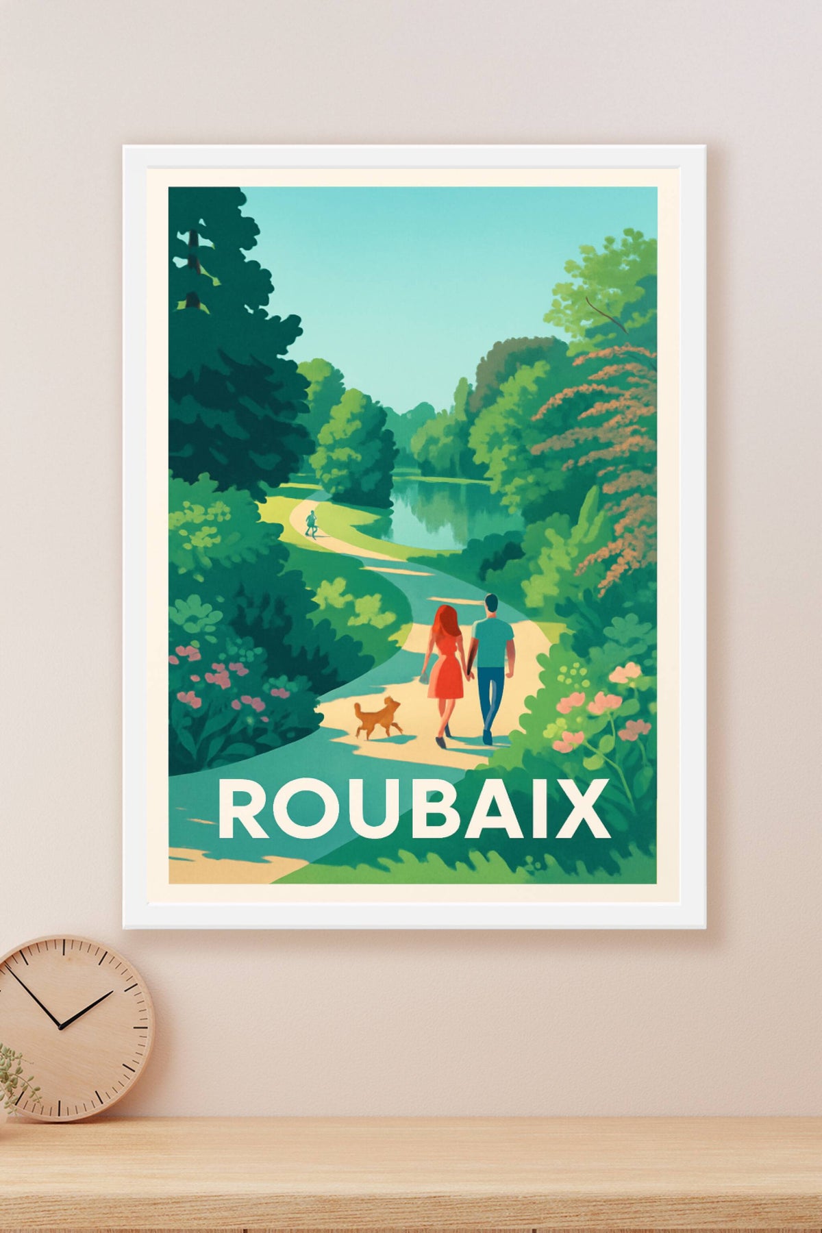 Affiche Roubaix — Promenade bucolique en duo · poster d'art de Roubaix