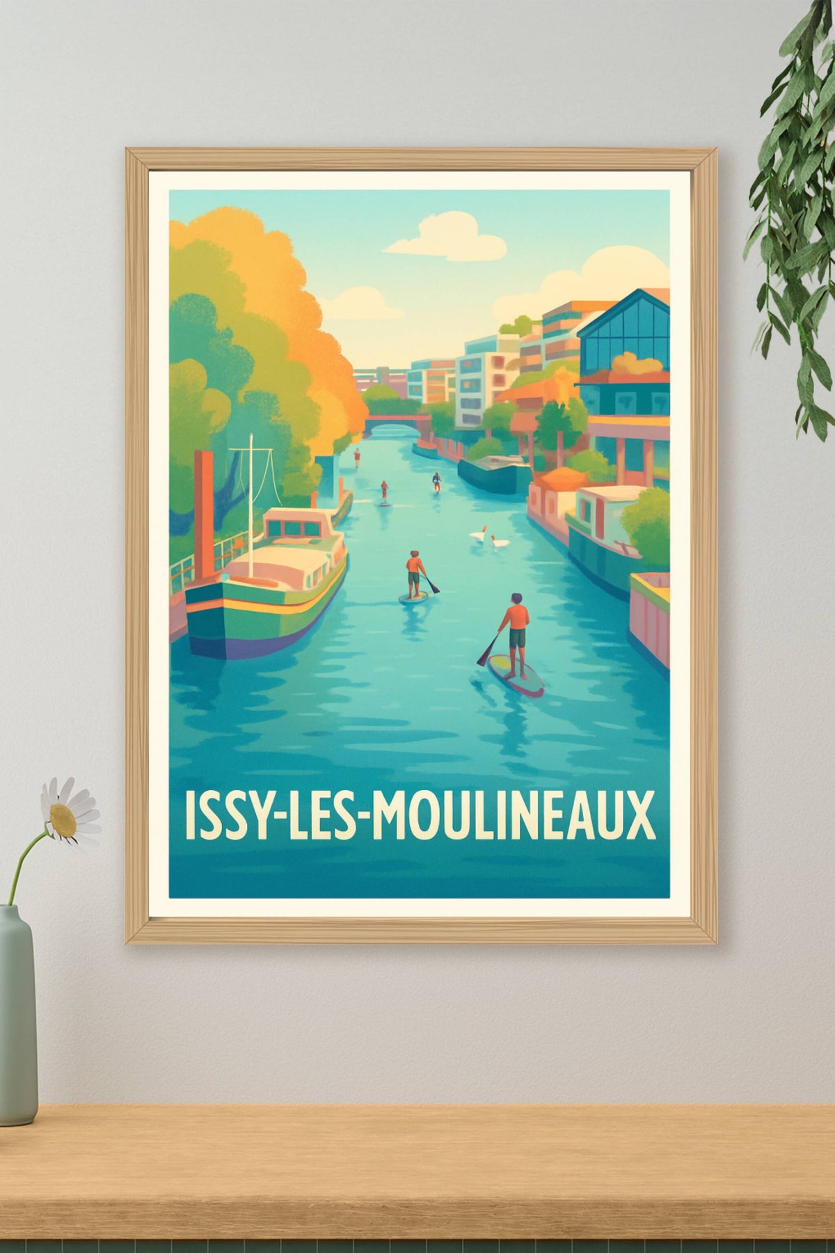 Affiche Issy-les-Moulineaux — Plaisirs aquatiques et douceur de vivre · poster d'art de Issy-les-Moulineaux