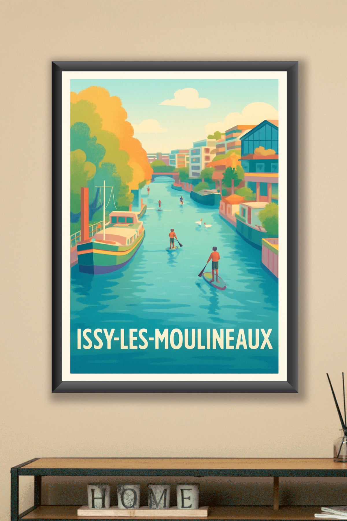 Affiche Issy-les-Moulineaux — Plaisirs aquatiques et douceur de vivre · poster d'art de Issy-les-Moulineaux