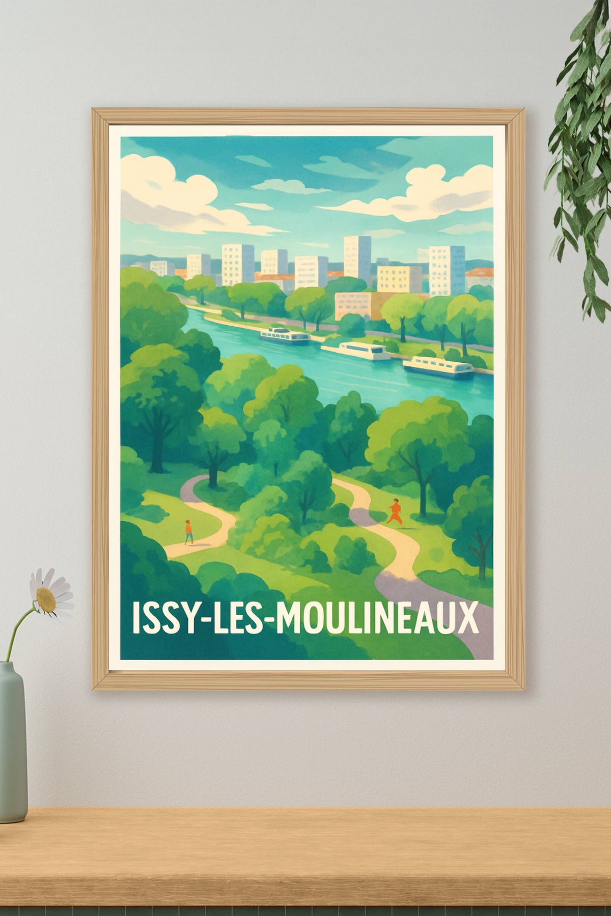 Affiche Issy-les-Moulineaux — Évasion au cœur de la nature urbaine · poster d'art de Issy-les-Moulineaux