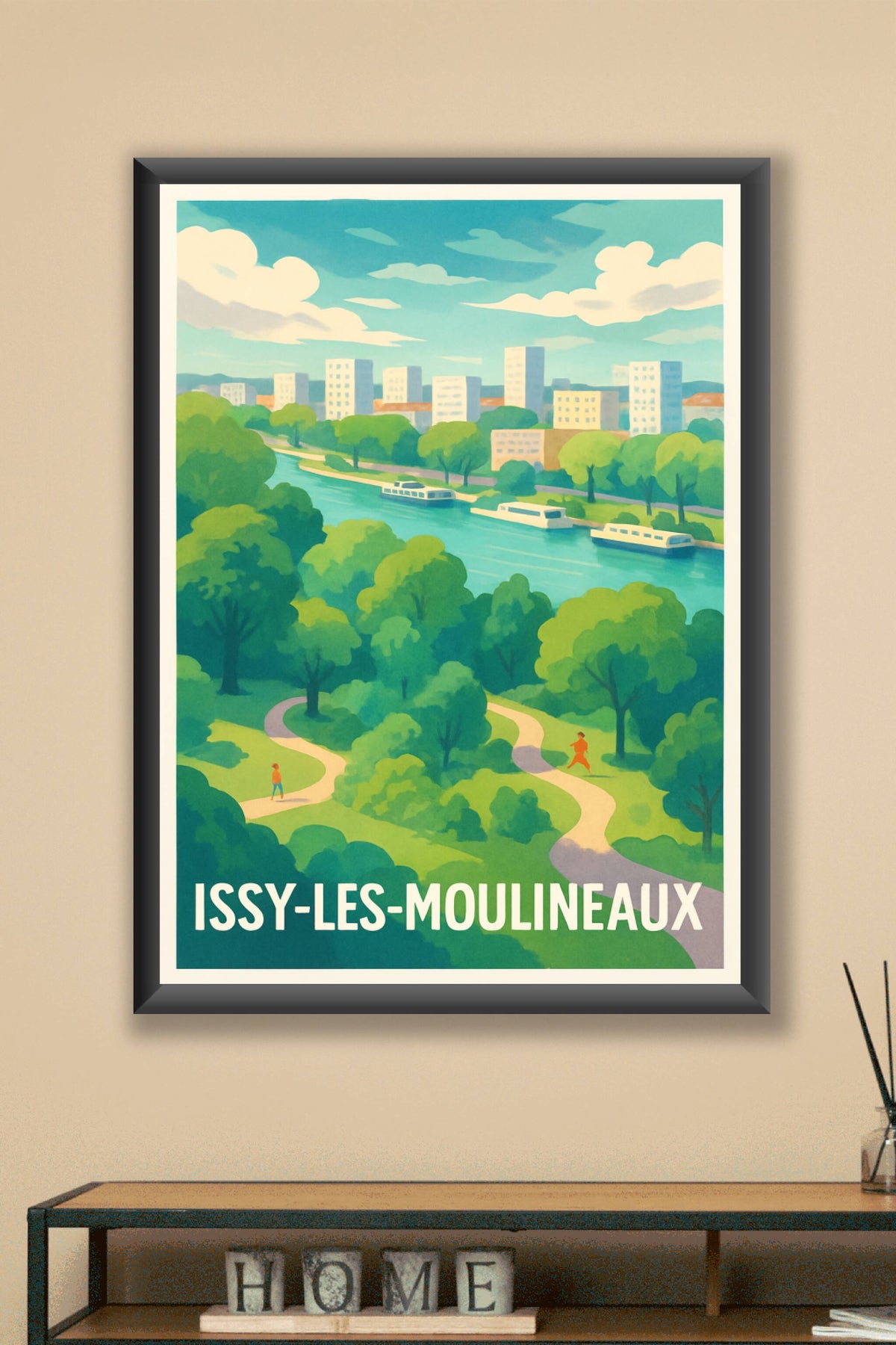 Affiche Issy-les-Moulineaux — Évasion au cœur de la nature urbaine · poster d'art de Issy-les-Moulineaux
