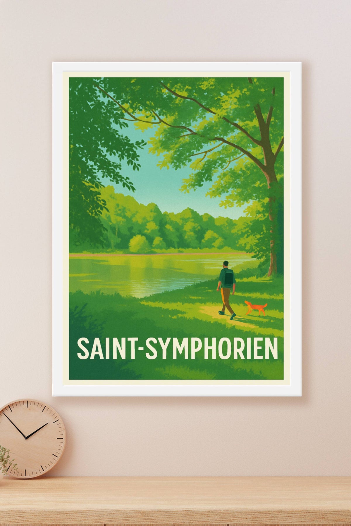 Affiche Saint-Symphorien — Promenade bucolique au bord de l'eau · poster d'art de Saint-Symphorien