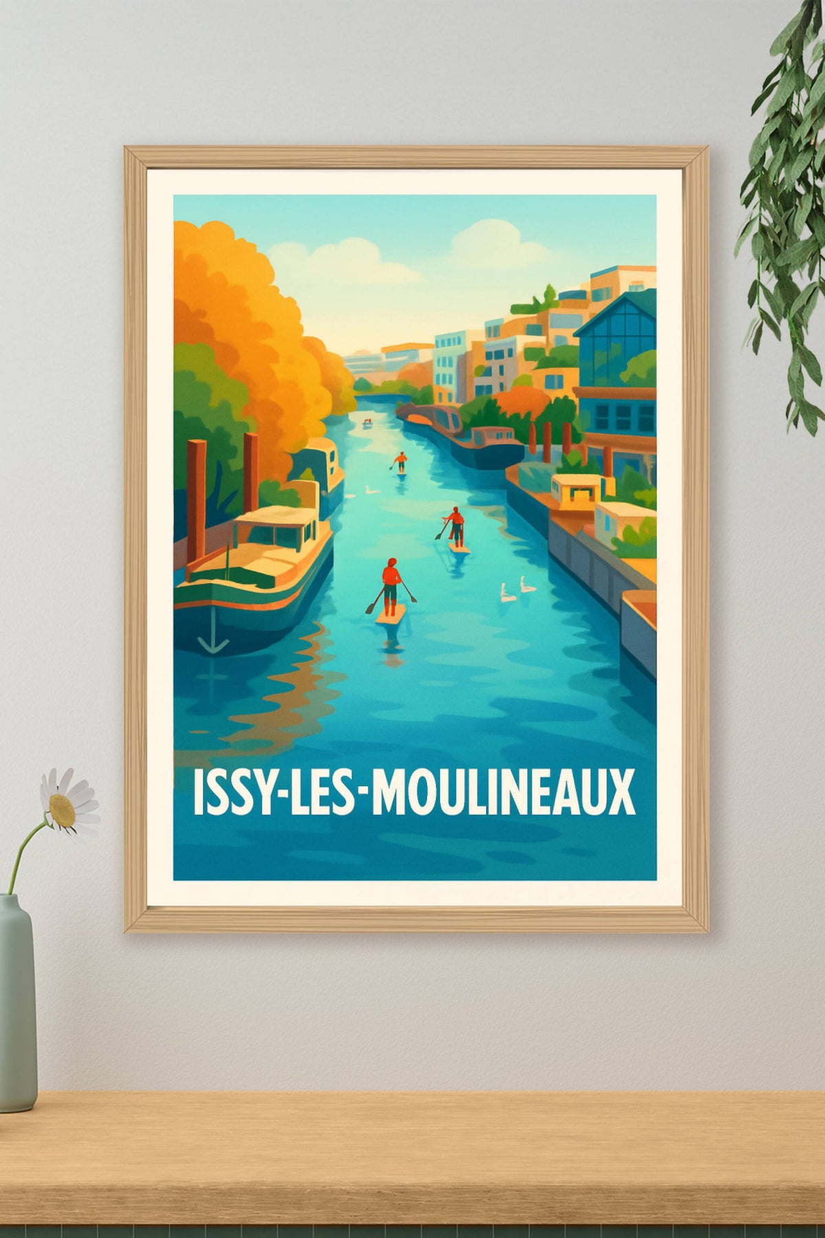 Affiche Issy-les-Moulineaux — Une balade paisible sur la Seine · poster d'art de Issy-les-Moulineaux