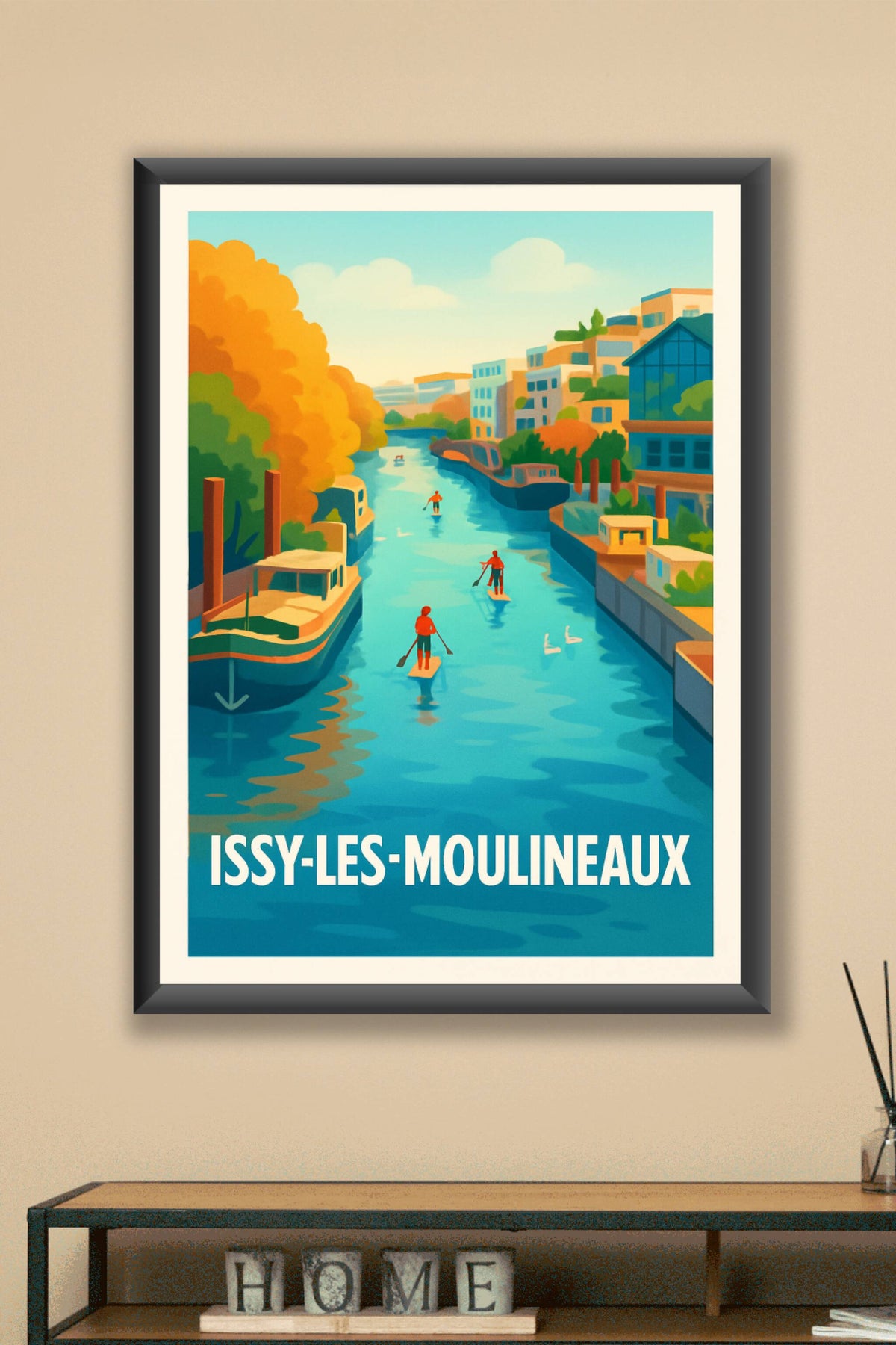 Affiche Issy-les-Moulineaux — Une balade paisible sur la Seine · poster d'art de Issy-les-Moulineaux