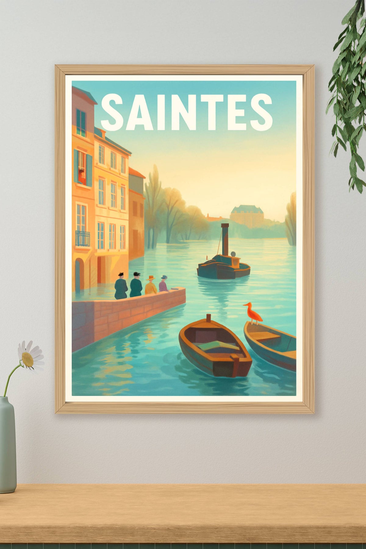 Affiche Saintes — Charme envoûtant au fil de l'eau · poster d'art de Saintes