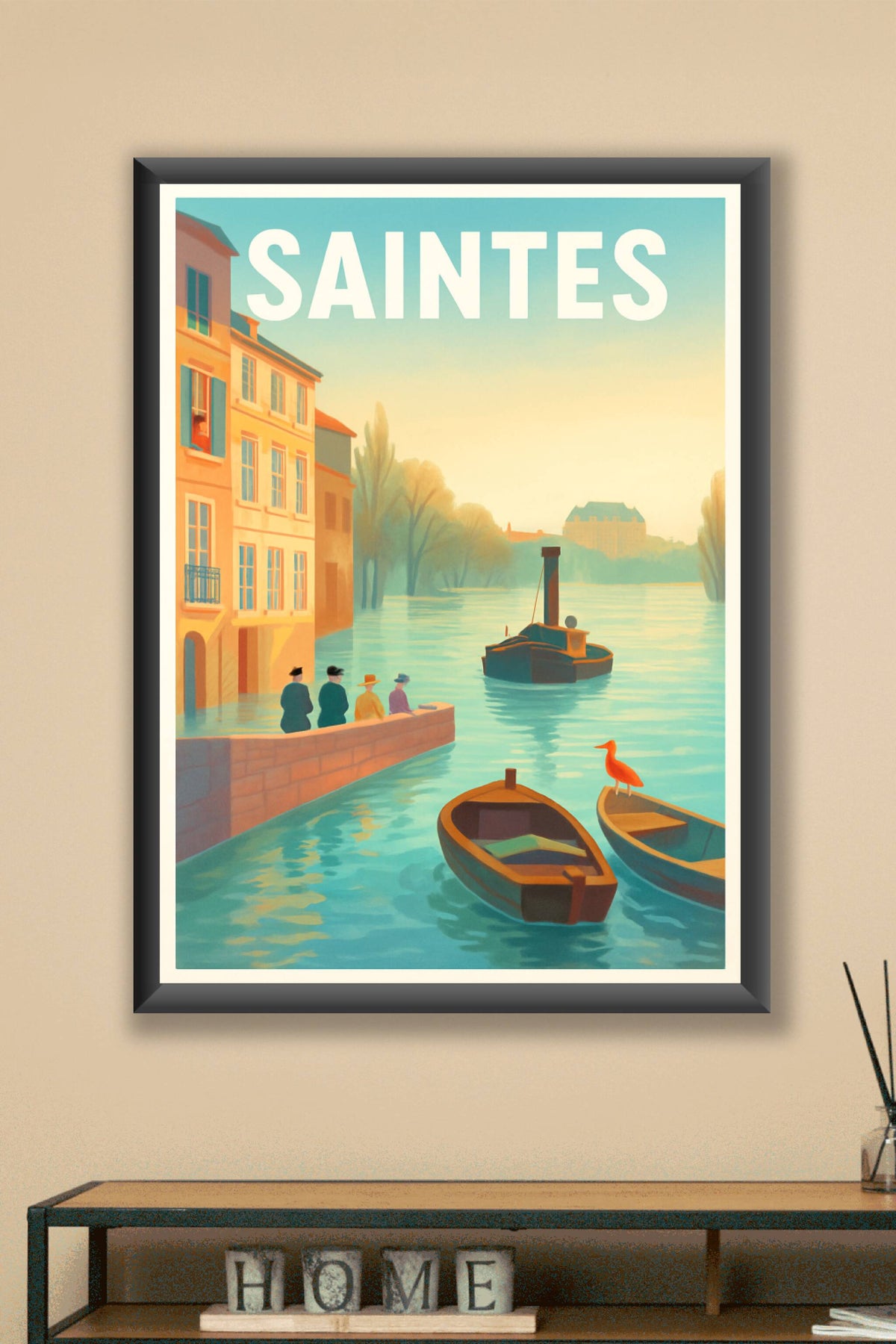 Affiche Saintes — Charme envoûtant au fil de l'eau · poster d'art de Saintes