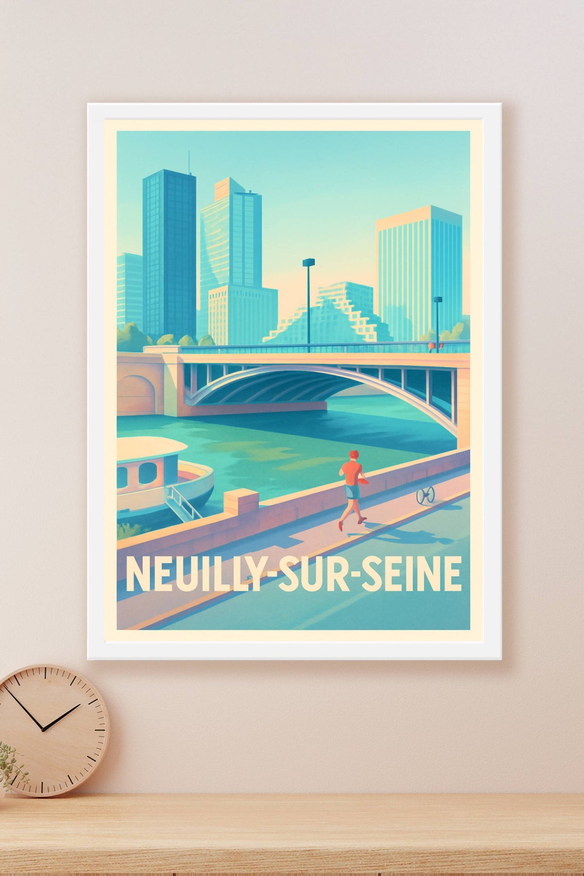 Affiche Neuilly-sur-Seine — Élégance et modernité au fil de l'eau · poster d'art de Neuilly-sur-Seine